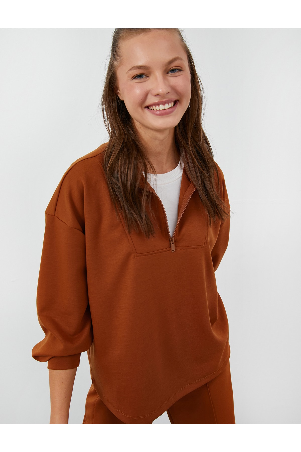 Koton Pajama Top - Brown - Plain