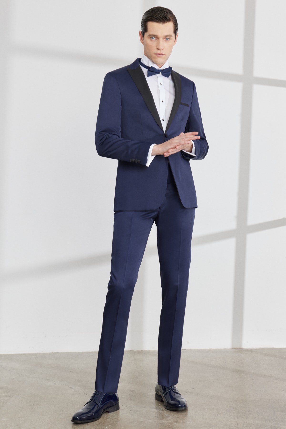 Levně ALTINYILDIZ CLASSICS Men's Navy Blue Slim Fit Slim Fit Swallow Collar Tuxedo Suit