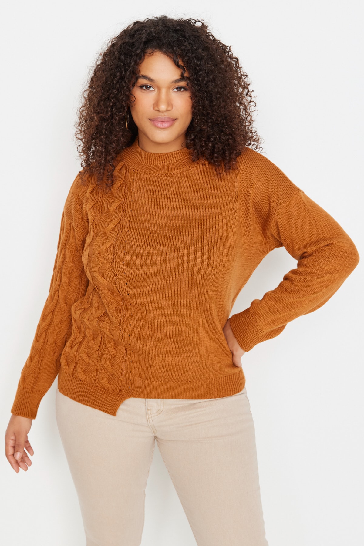 Trendyol Curve Tile Knitted Detailed Knitwear Sweater