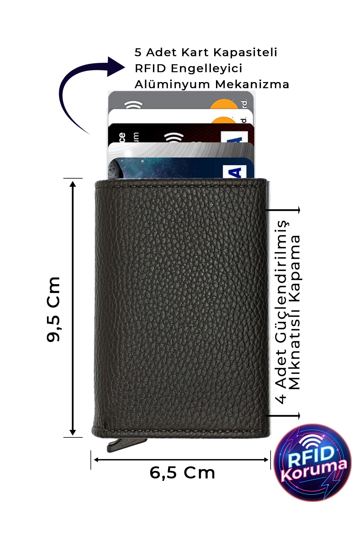 Garbalia Men's Black Automatic Mechanical Card Holder Wallet
