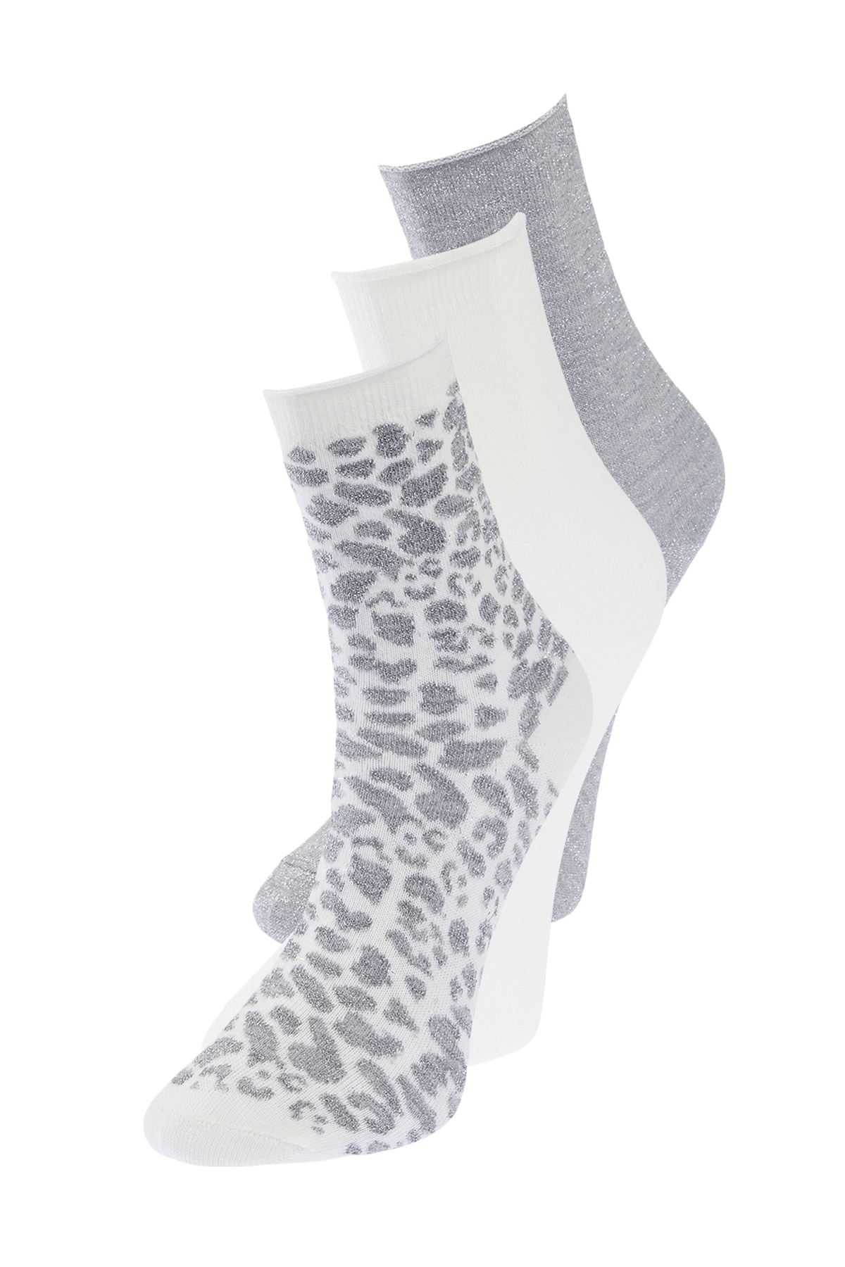 Levně Trendyol 3-Pack Gray-Multicolor Cotton Knitted Socks