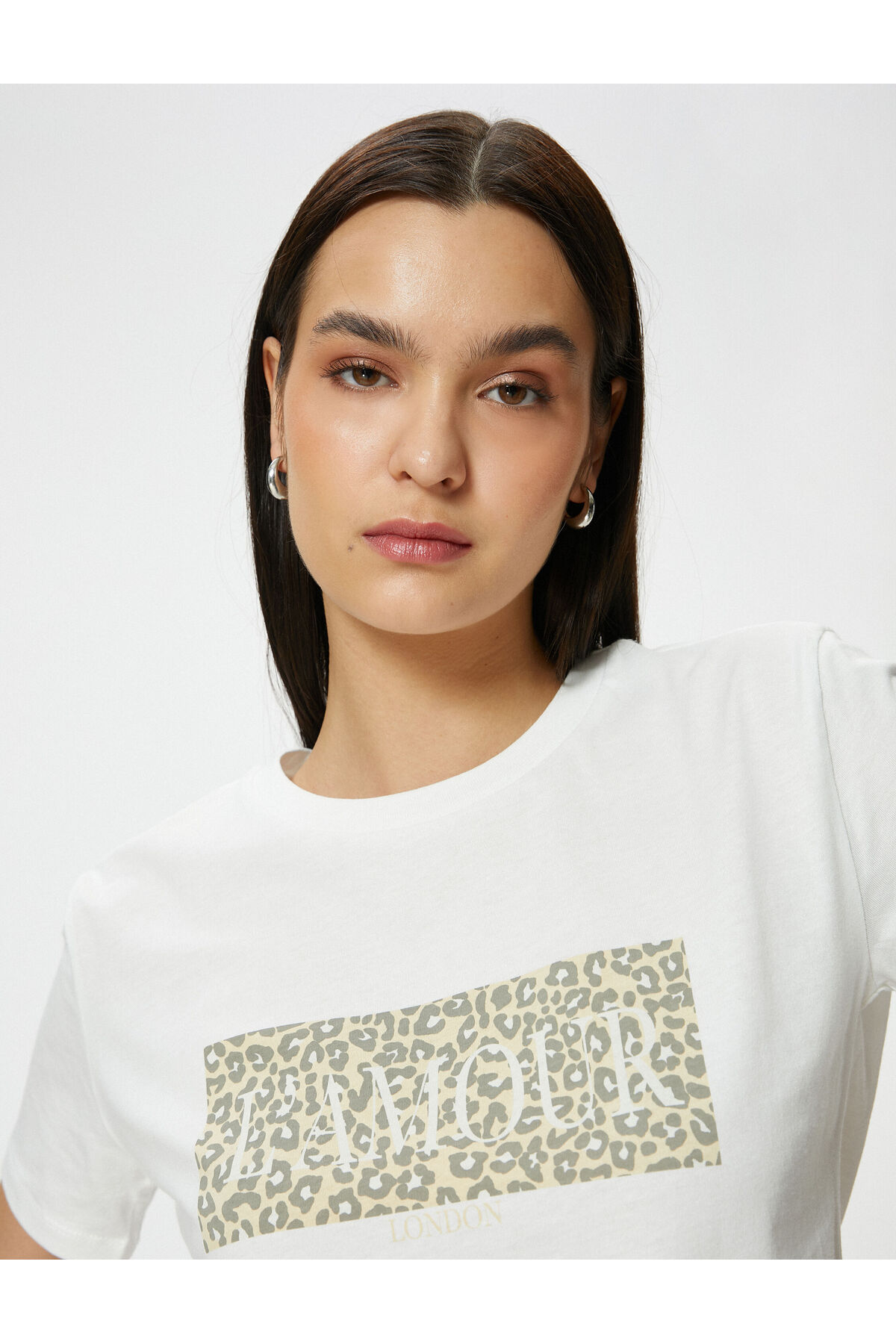Koton Leopard Printed T-Shirt Short Sleeve Crew Neck Cotton