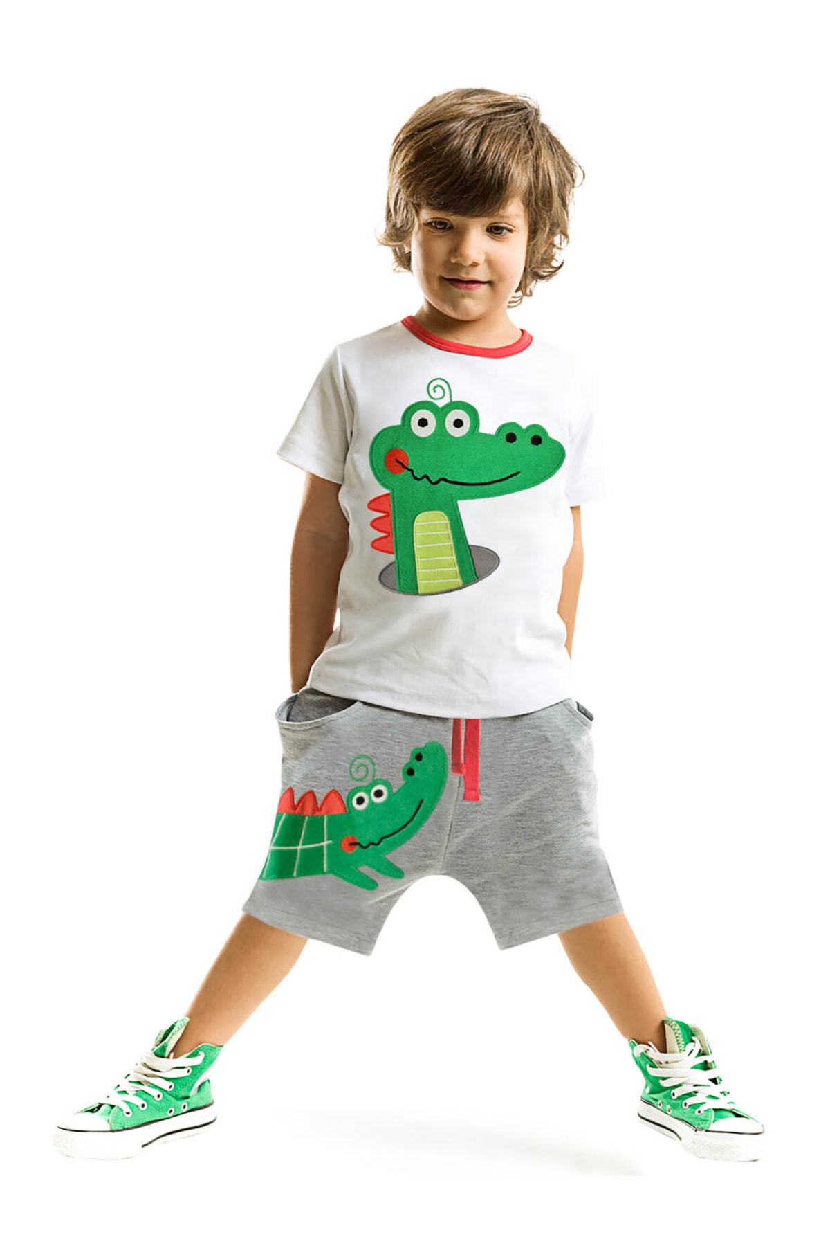 Levně Denokids Crocodile Baggy Boy's T-shirt Shorts Set