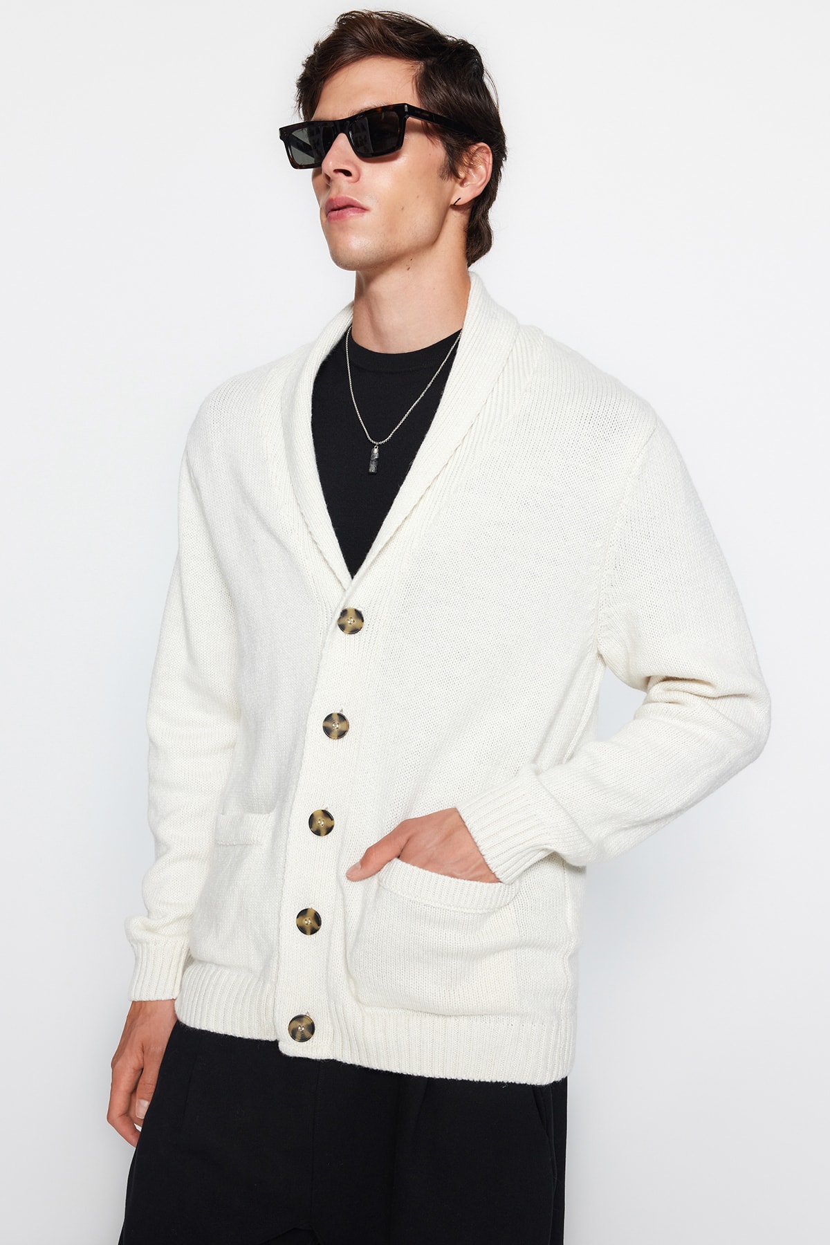 Trendyol Cardigan - Ecru - Regular fit