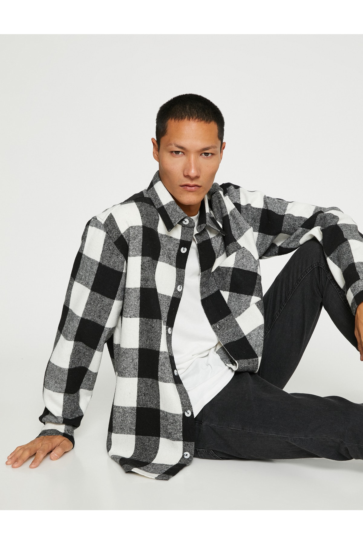 Levně Koton Checkered Lumberjack Shirt Classic Collar Long Sleeve