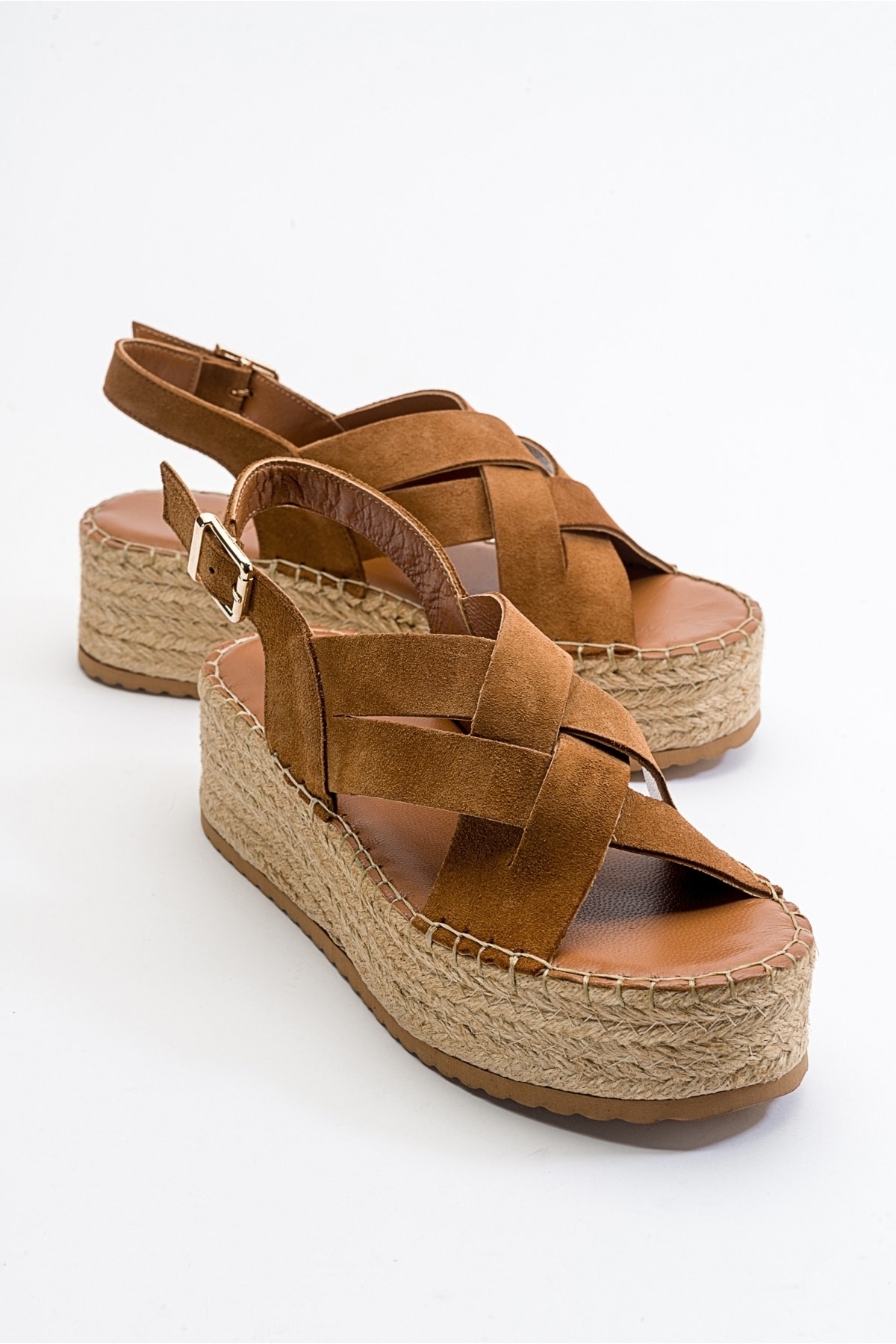 Levně LuviShoes Lontano Women's Tan Sandals with Genuine Leather and Suede