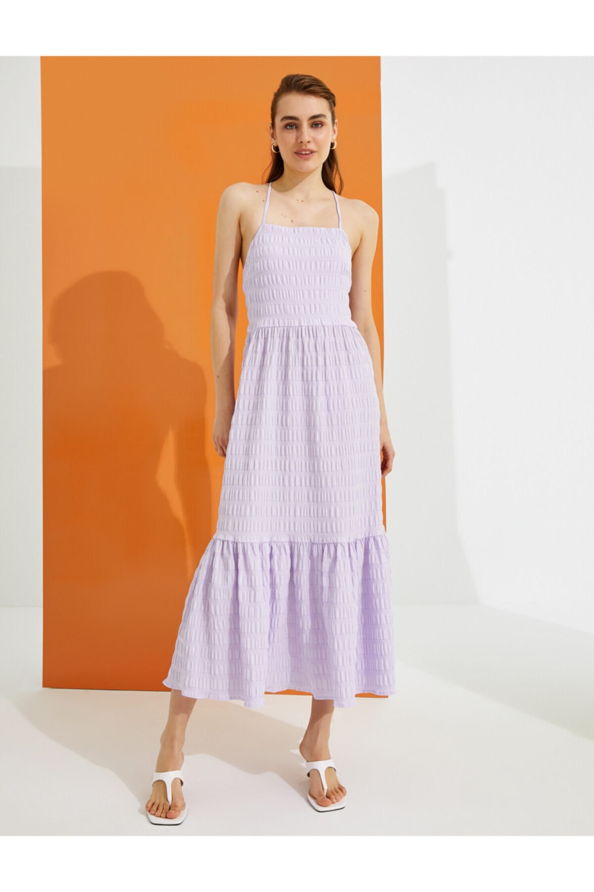 Koton femei Liliac Carouri Dress