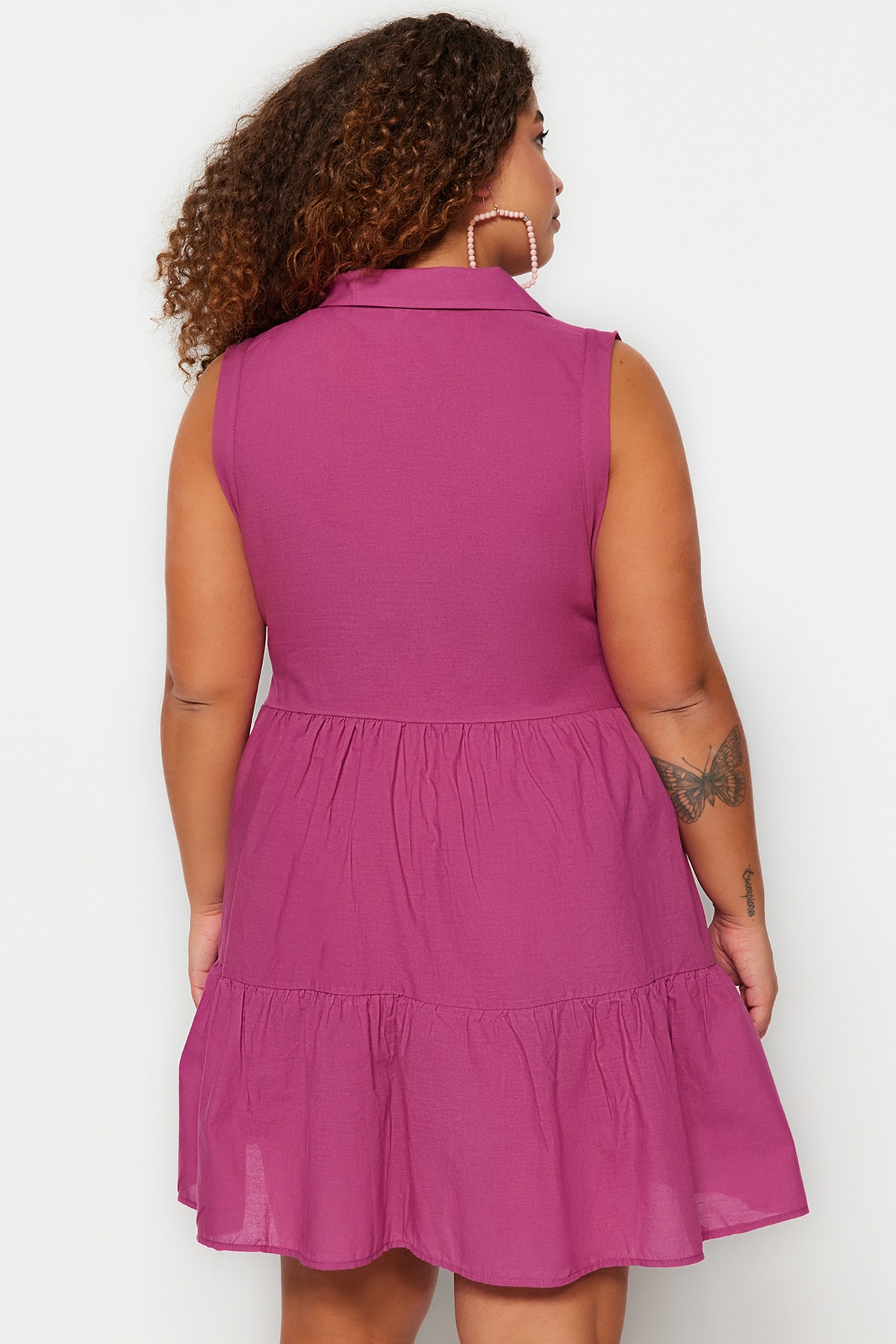 Rochie de plajă țesută mov Trendyol cu nasturi