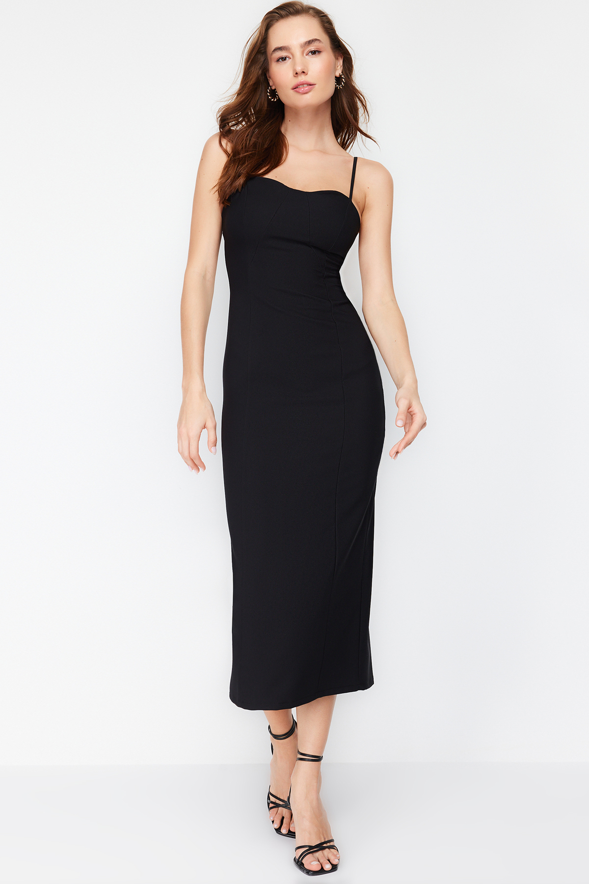 Trendyol Black Wrap-around Maxi Strappy Woven Dress