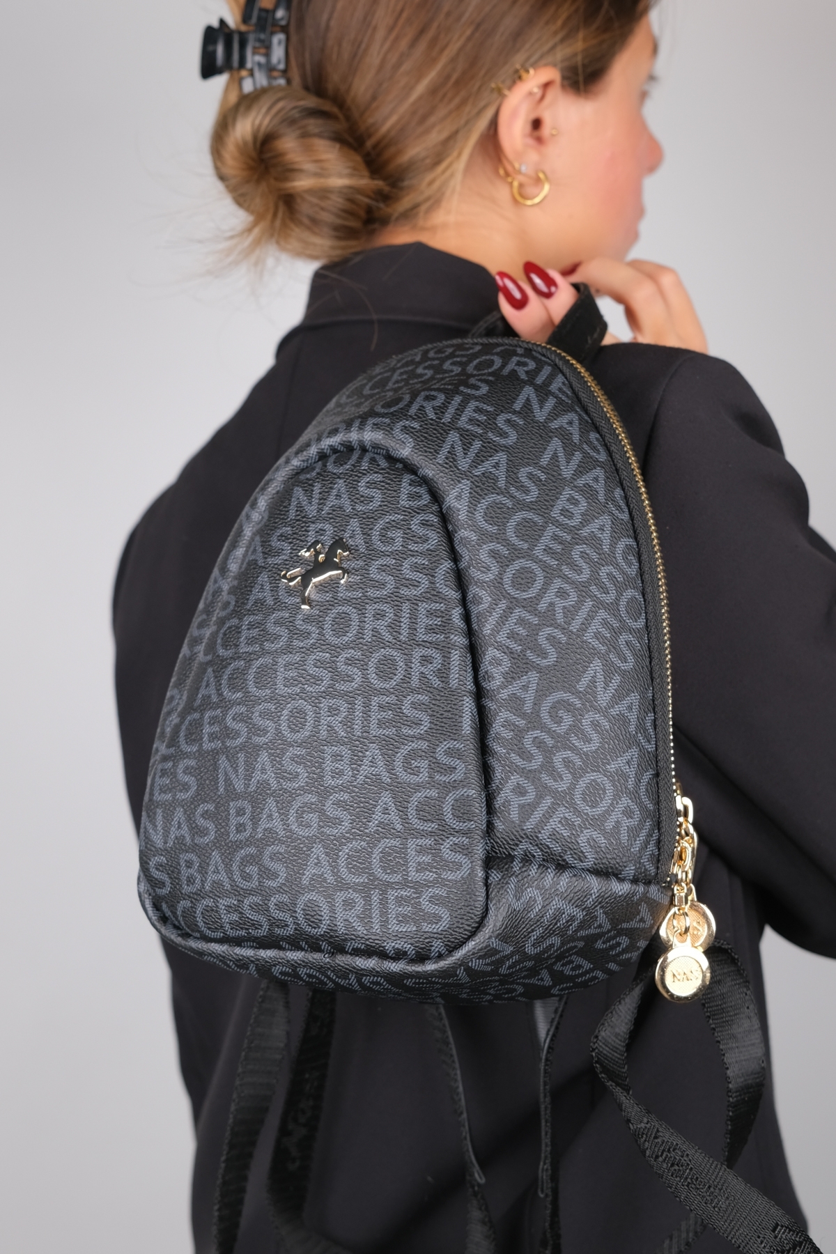LuviShoes VENTUR Black Written Women's Backpack
