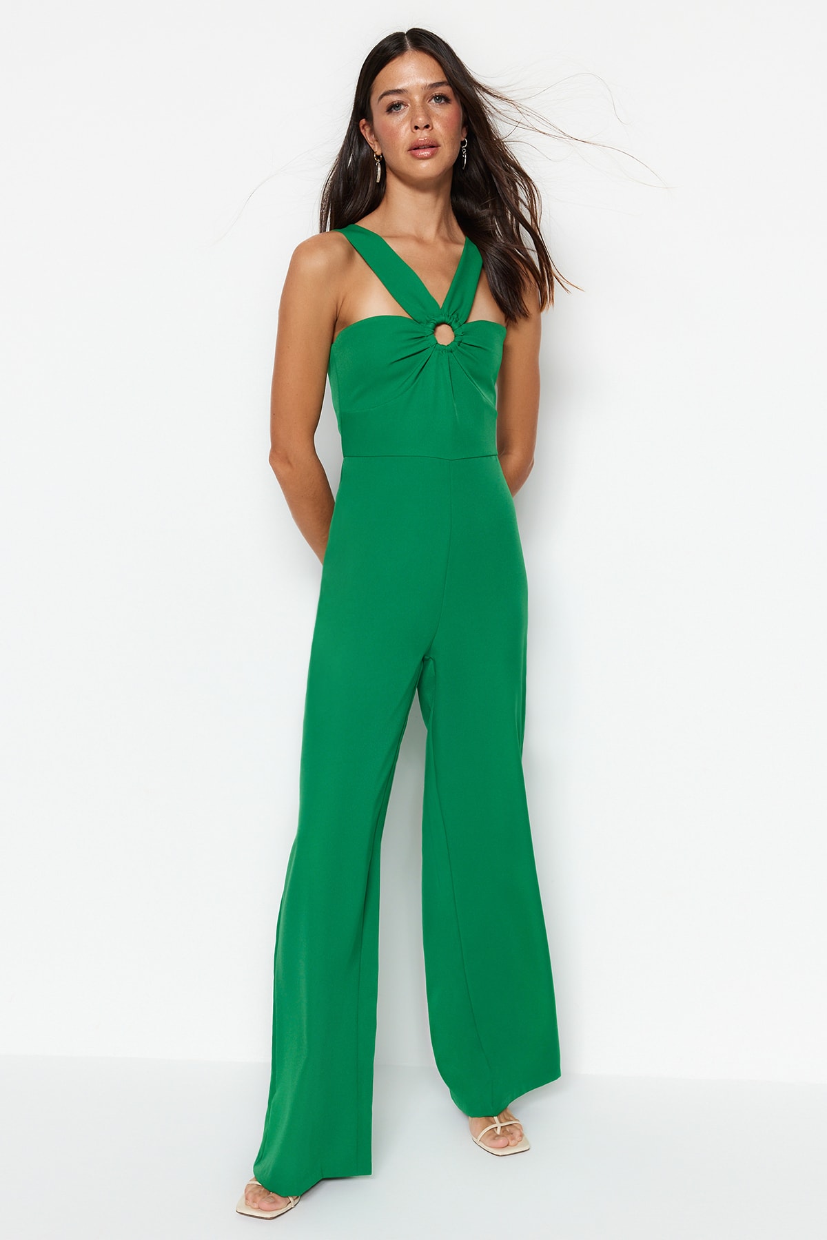 Trendyol Emerald Green Collar Detailed Jumpsuit