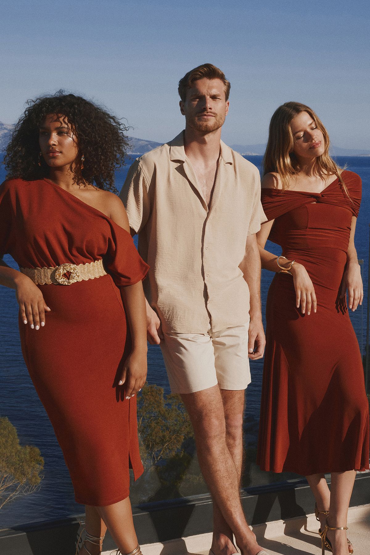 Trendyol Tile Asymmetrical Collar Knitted Stylish Evening Dress