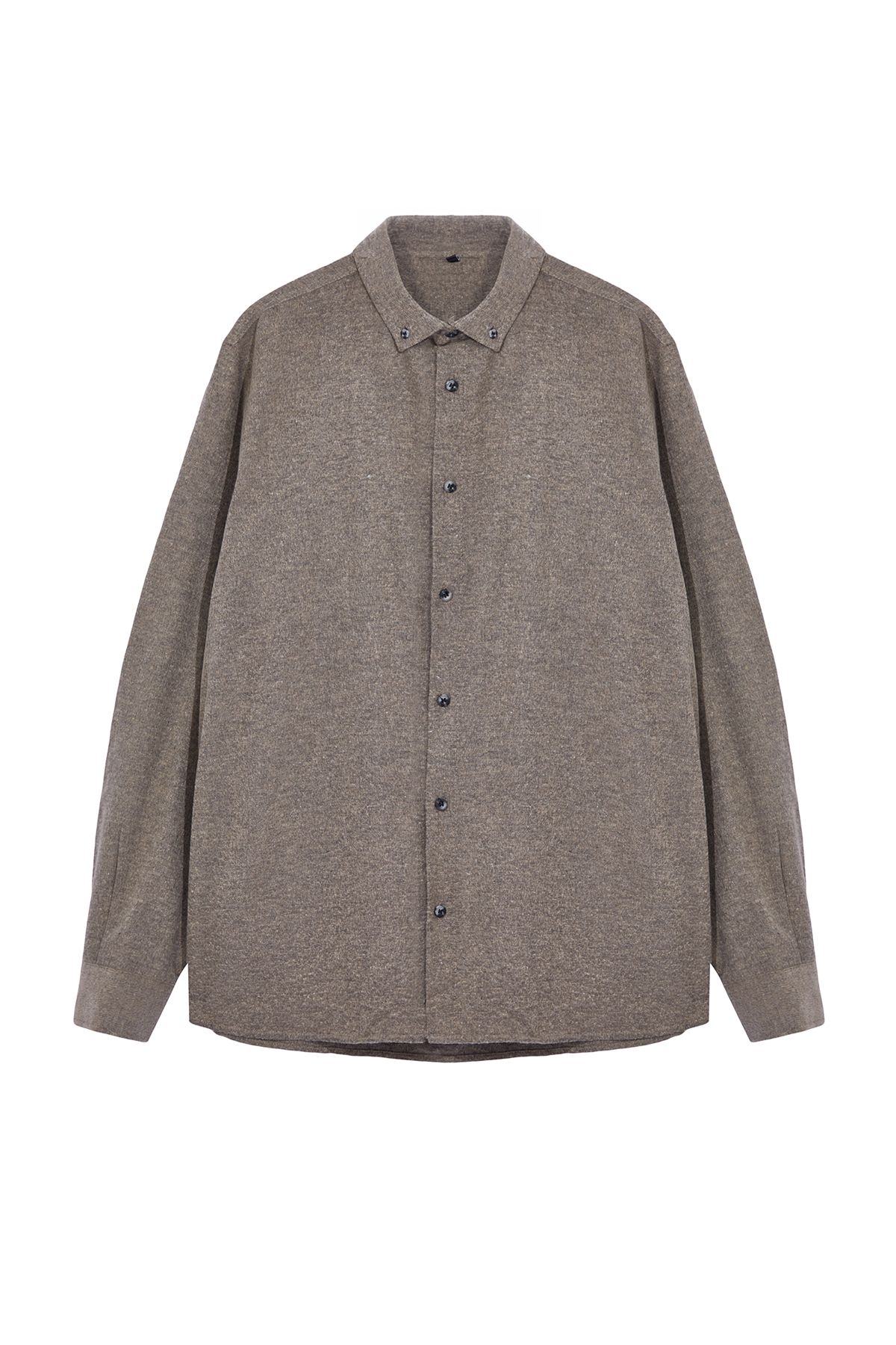 Trendyol Light Brown Regular Fit Button-down Collar Flannel Winter Plus Size Shirt