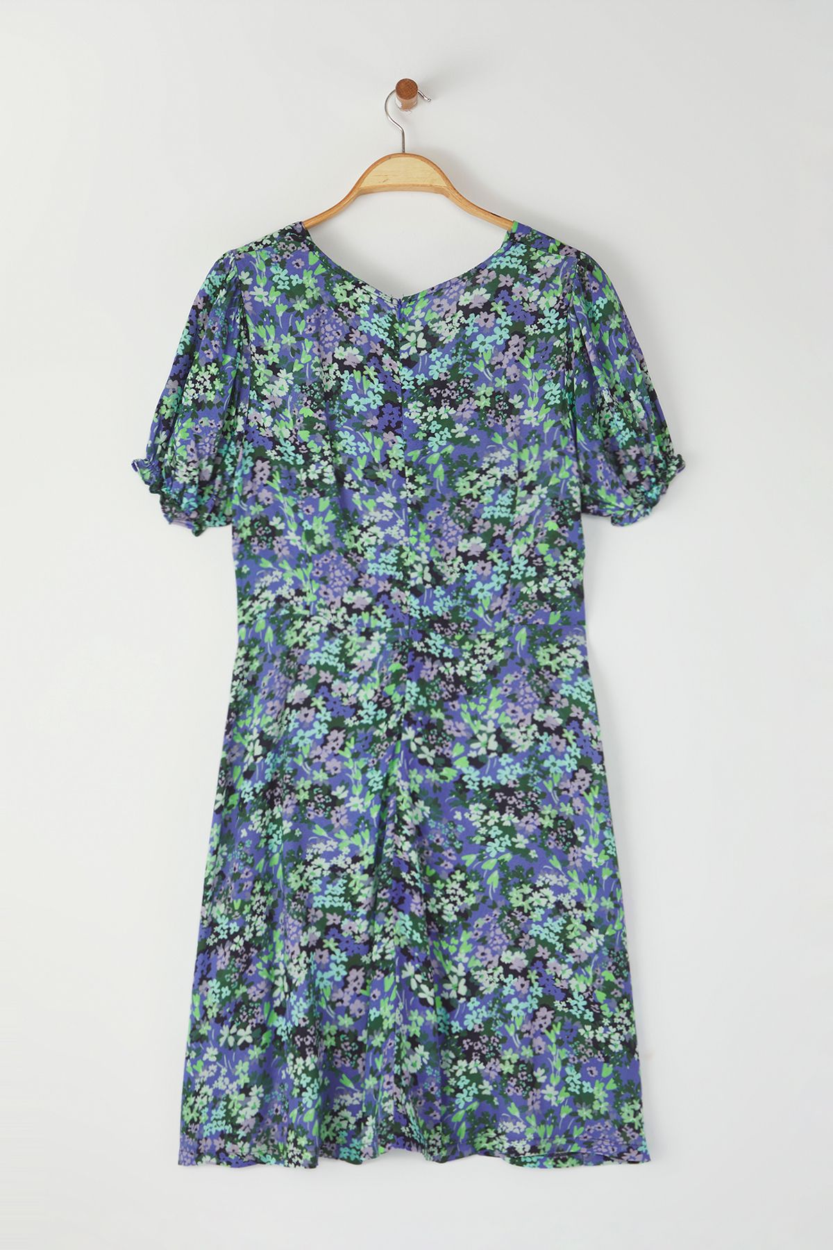 Trendyol Curve Blue A-Cut/Bell Floral Woven Dress