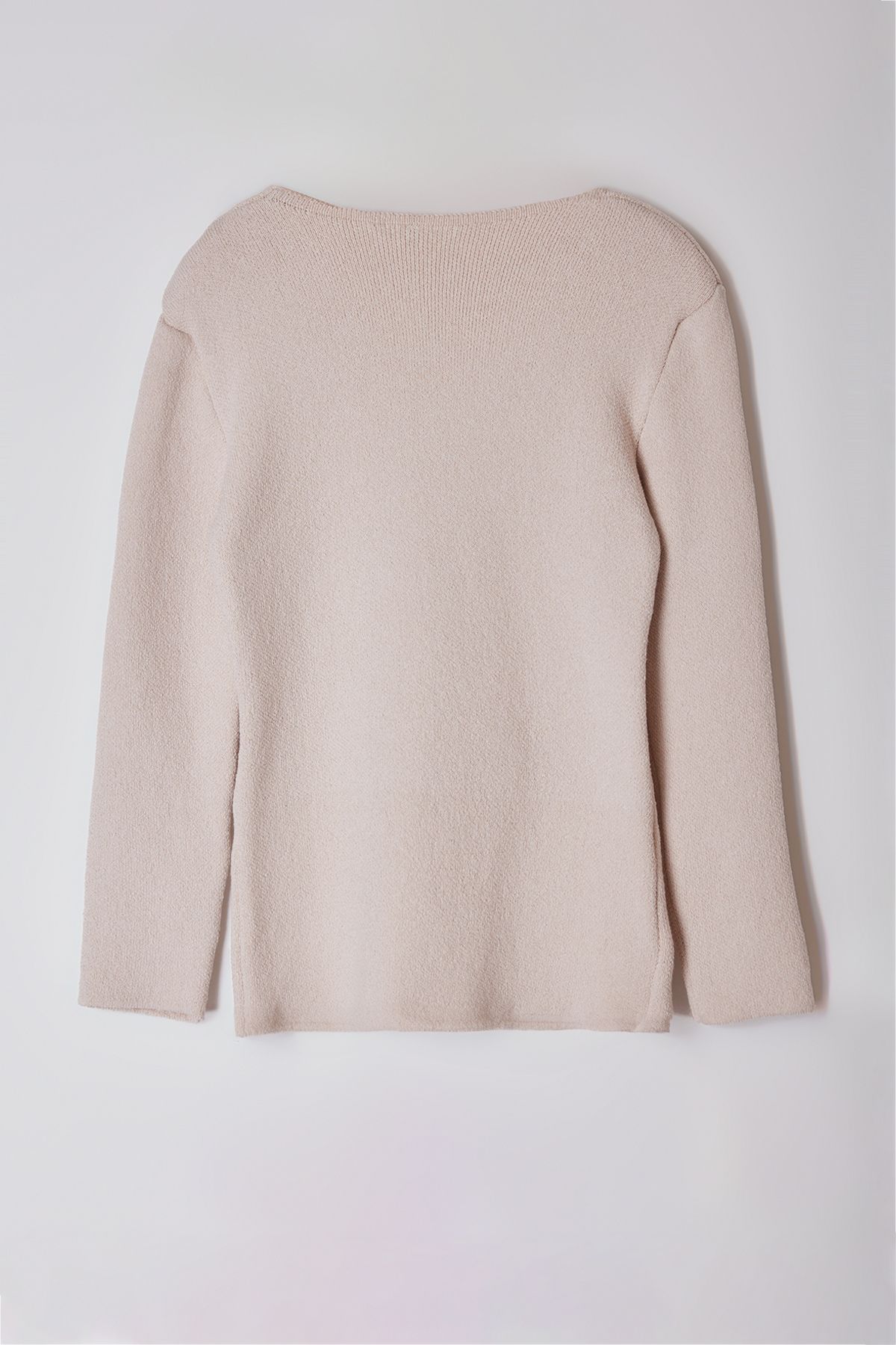 Trendyol Stone Double Breasted Jacket Look Knitwear Cardigan