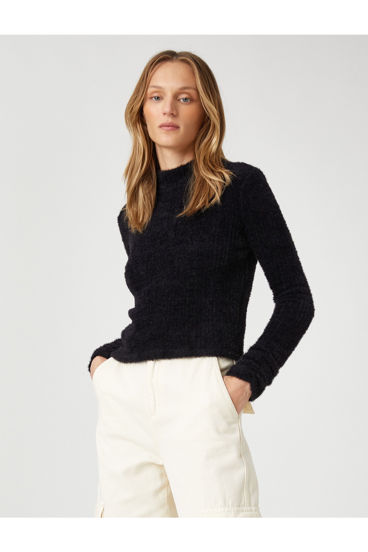 Koton plyšové tričko s dlouhým rukávem a rolákem