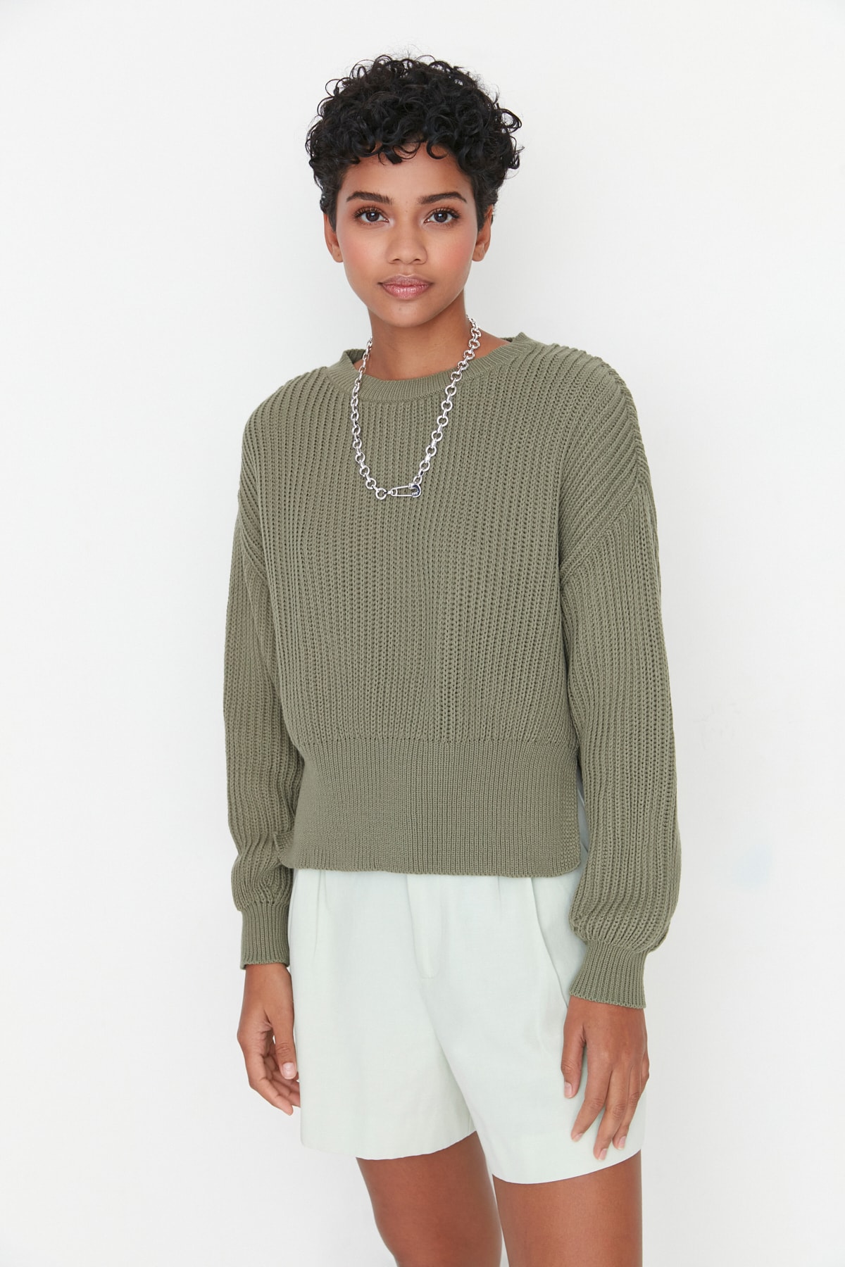 Trendyol Sweater - Khaki - Regular fit