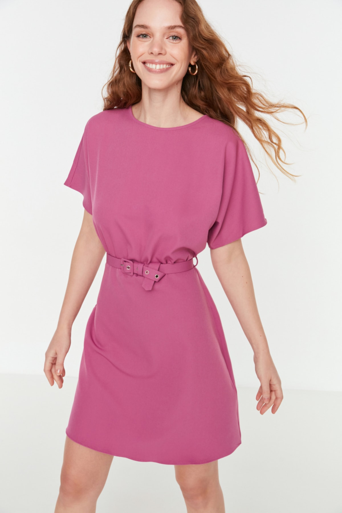 Trendyol Purple Woven Mini Dress with Belt
