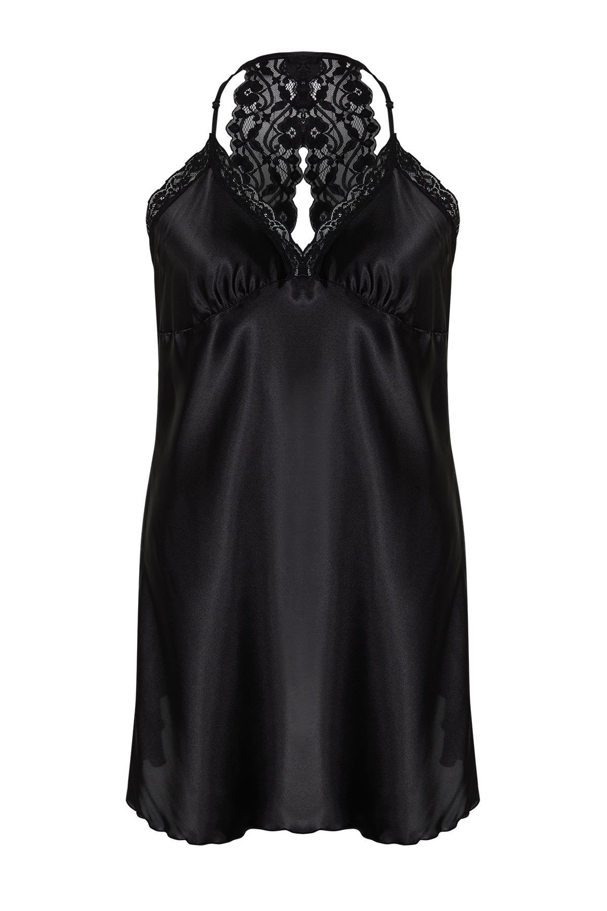 Trendyol Curve Black Back Detailed Strap Woven Nightgown
