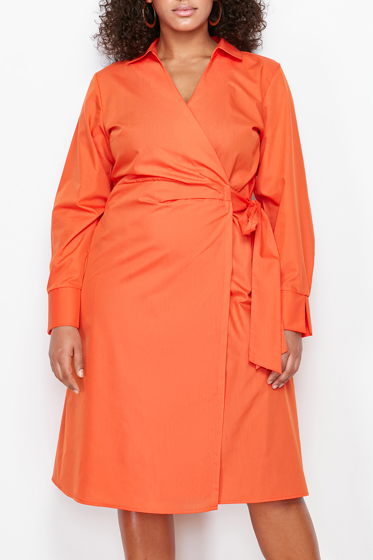 Trendyol Curve Orange Double Breasted Woven Dress