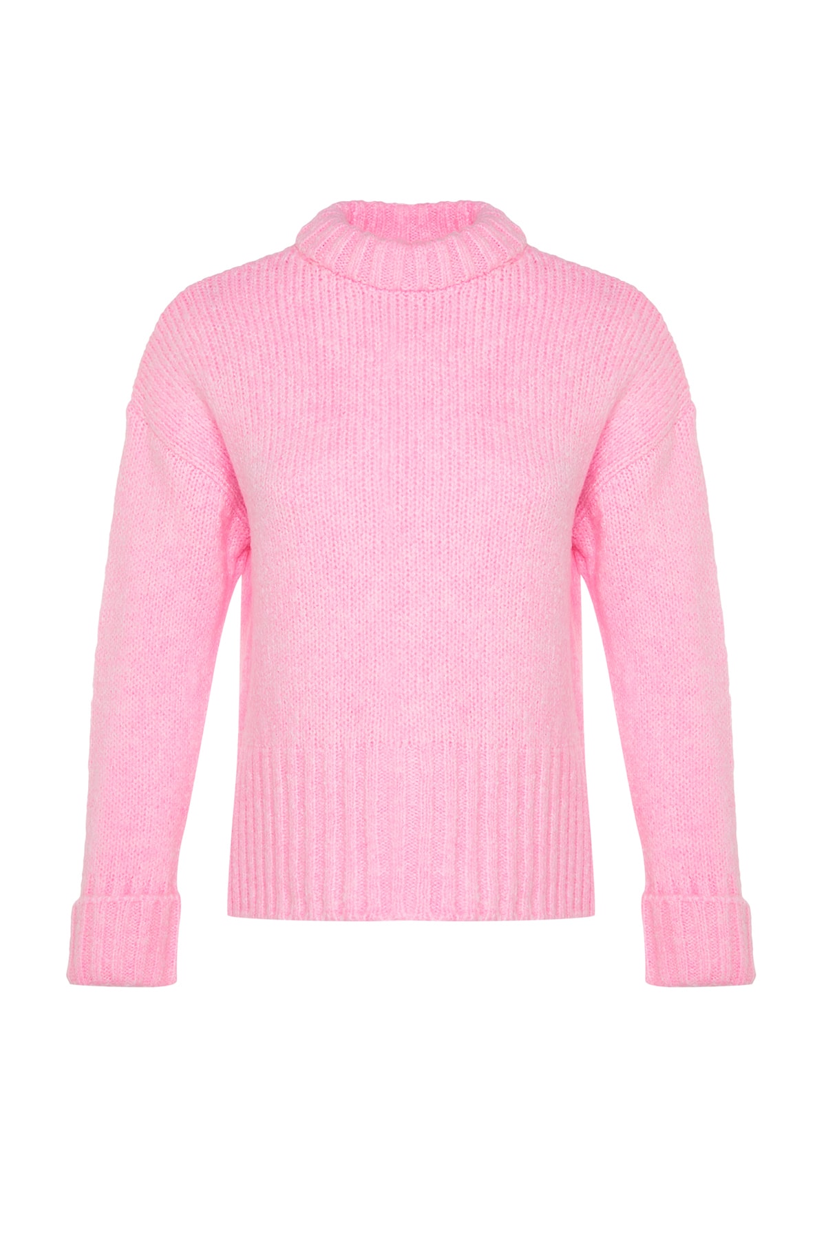 Trendyol Pink Soft Textured Thick Crew Neck Knitwear Sweater