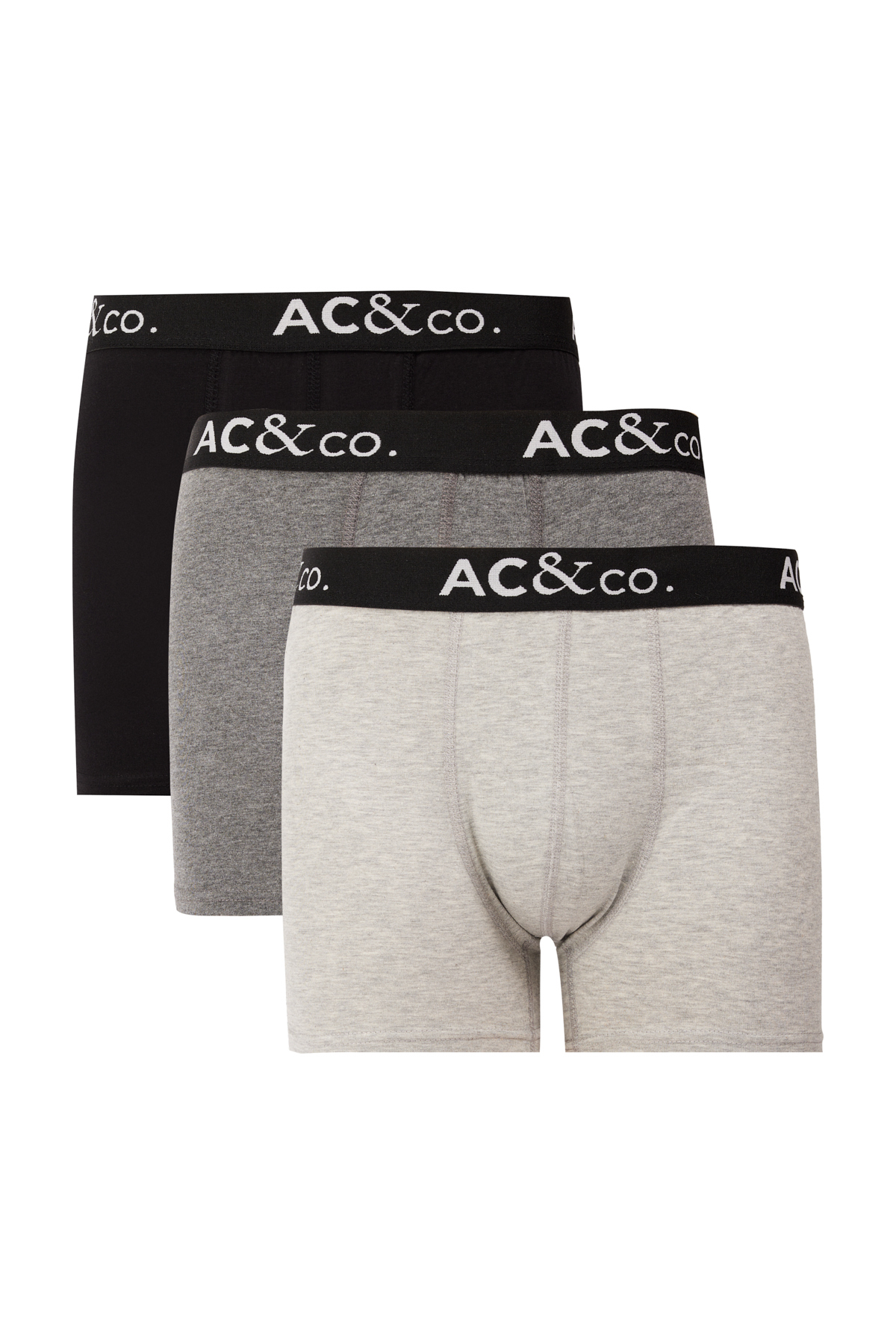 AC&Co / Altınyıldız Classics Men's Black-Anthracite Cotton Flexible 3-Pack Boxer