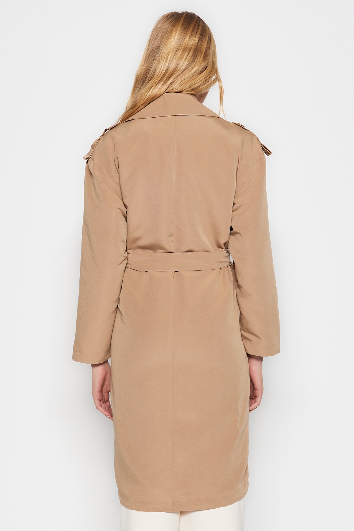 Trendyol Mink supradimensionat Belted trenci