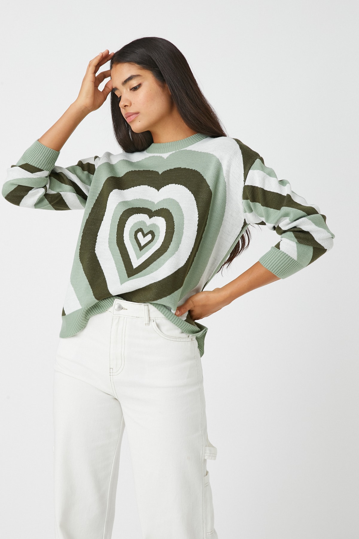 Koton Dámsky zelený vzorovaný sveter