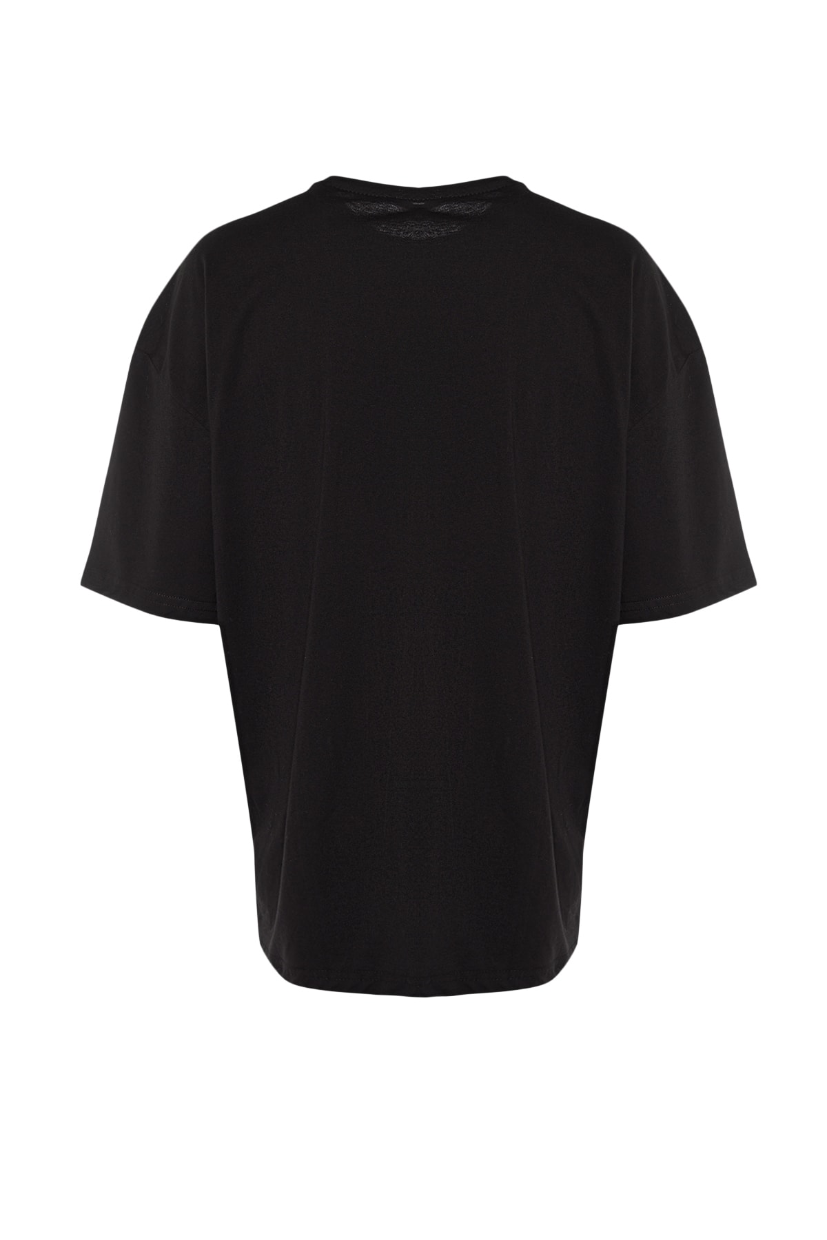 Trendyol Black pánske basic 100% bavlnené crew krk oversized tričko s krátkym rukávom.