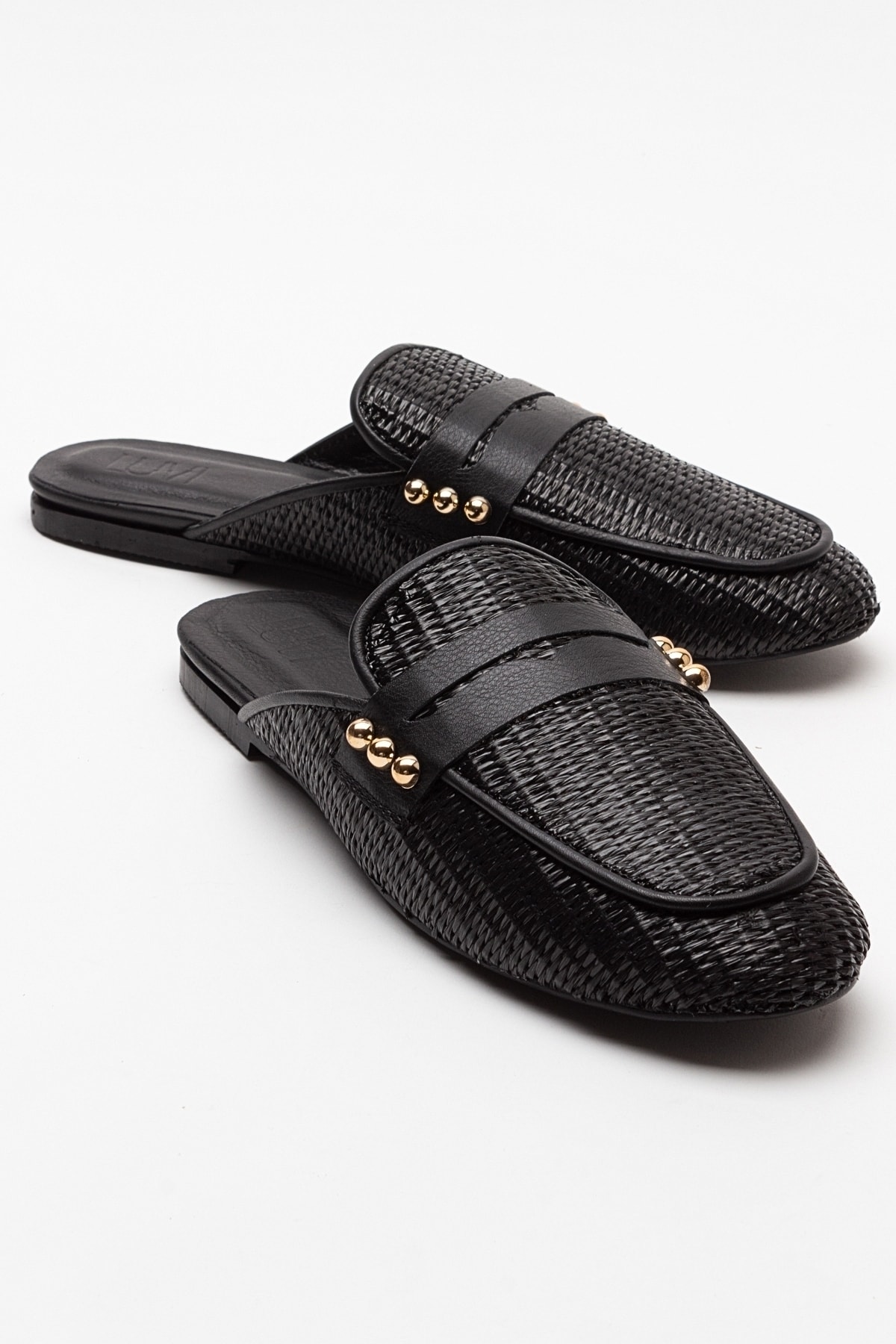 Levně LuviShoes 165 Women's Slippers From Genuine Leather, Black Wicker