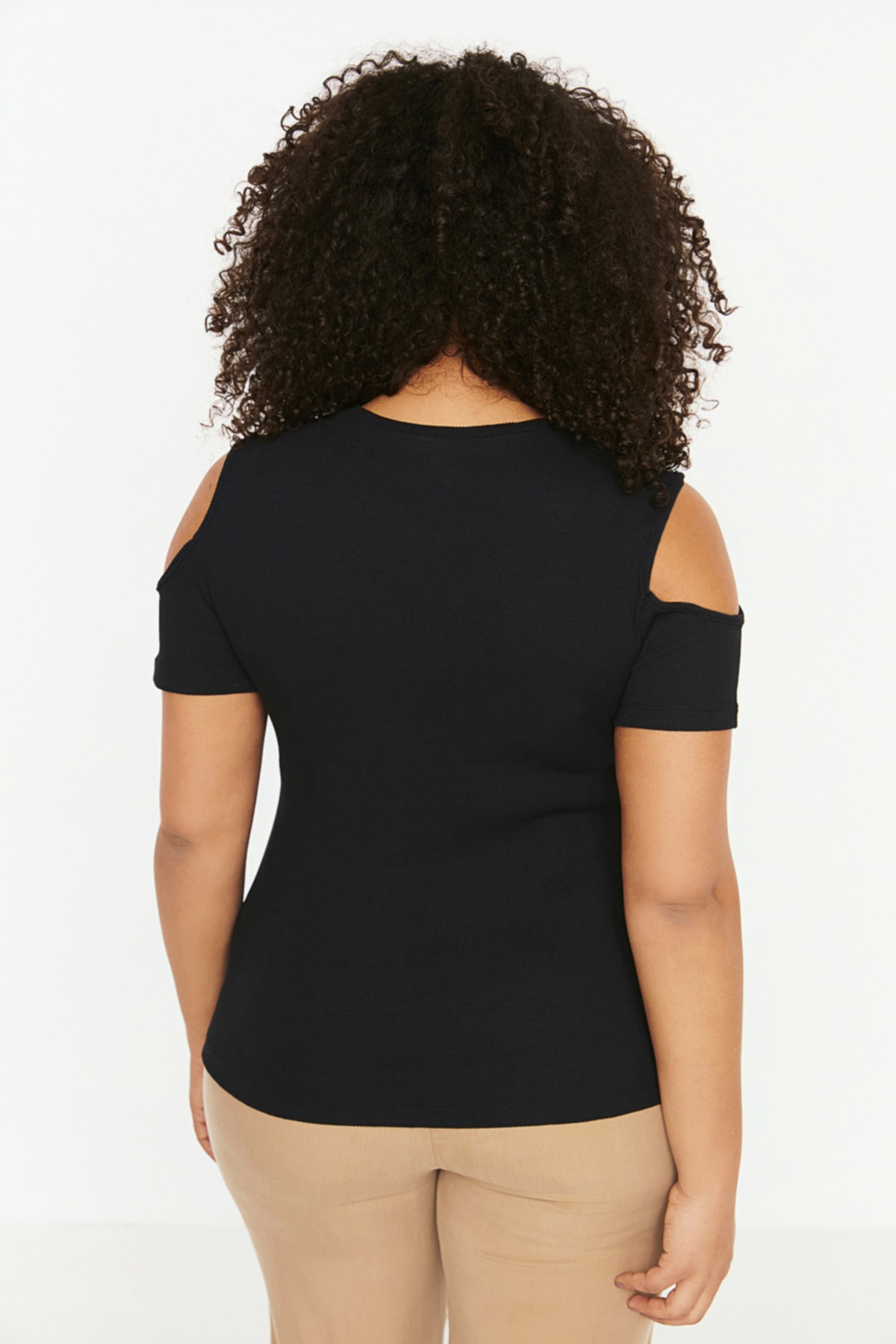 Trendyol Curve Black Knitted Cut-Out Detailed Knitted Blouse
