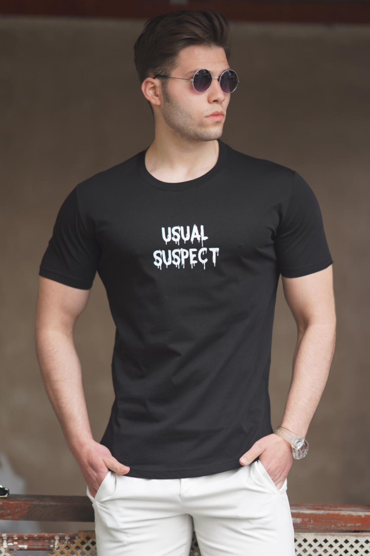 Levně Madmext Men's Black Printed T-Shirt 5275