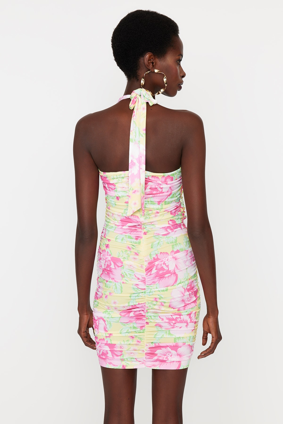 Trendyol multicolor tricotat la fereastră/croială rochie de seară elegantă cu model floral detaliat