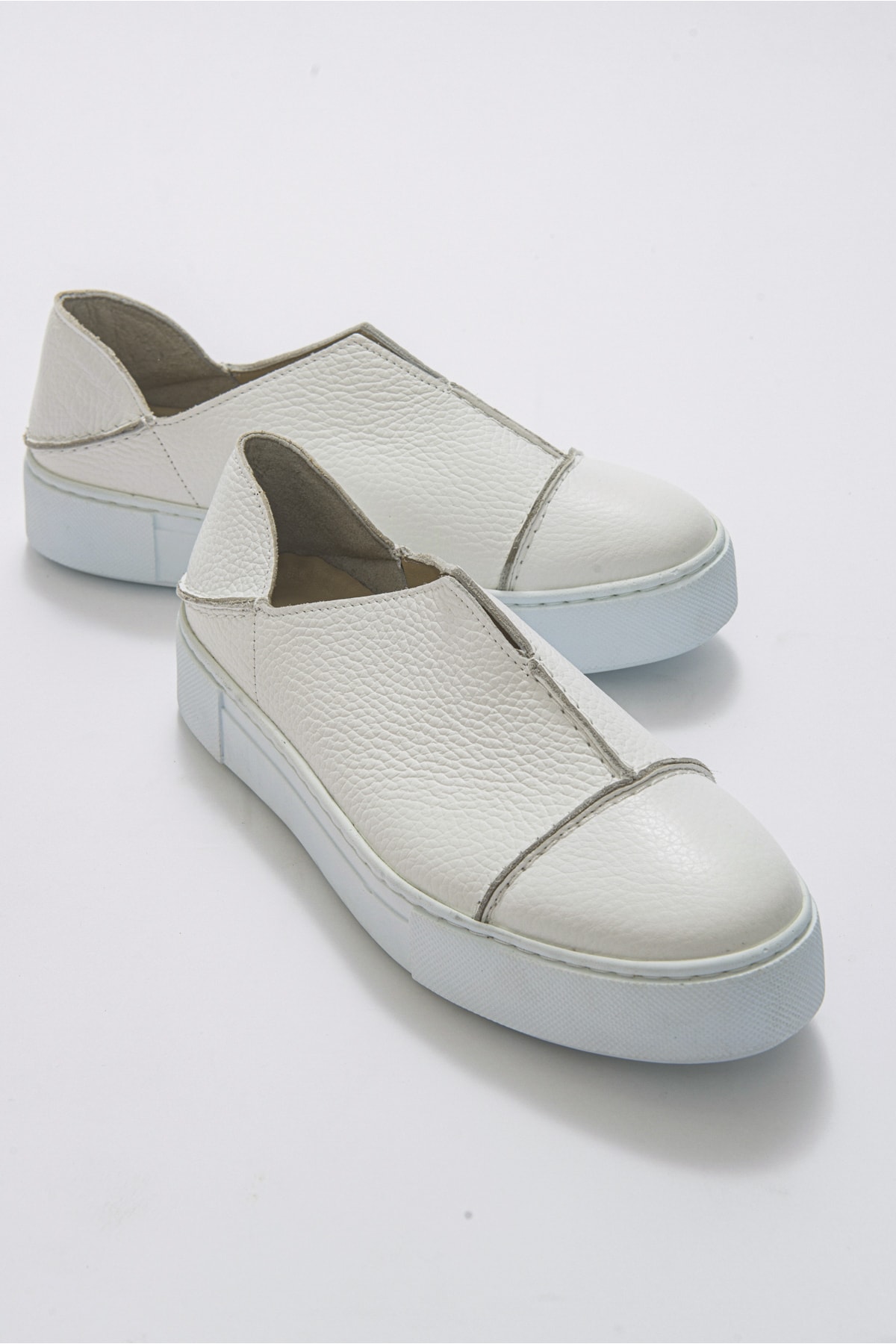 LuviShoes 100 White Leather Women's Sneakers