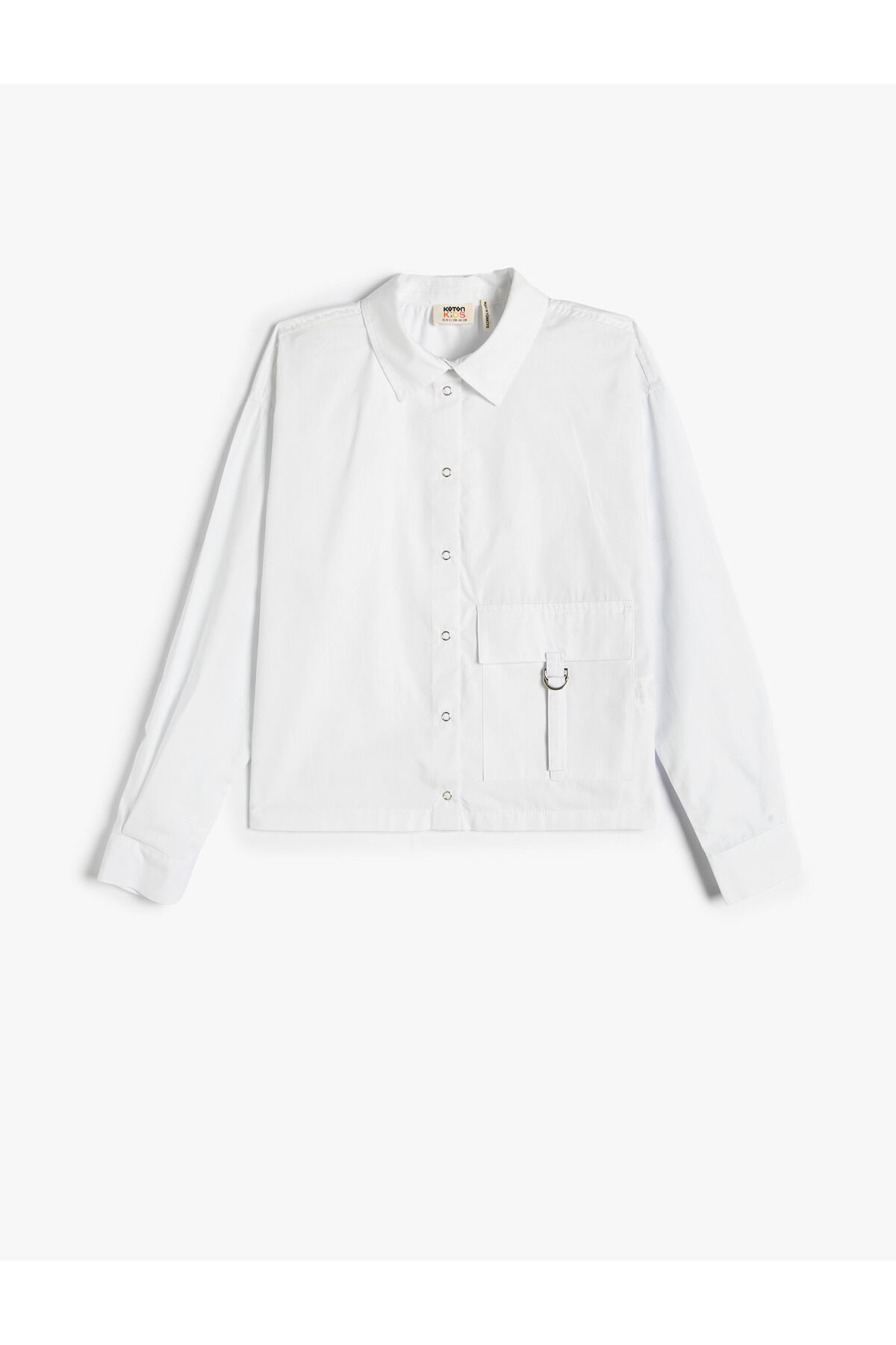 Levně Koton Poplin Shirt Long Sleeve Pocket Detailed Snap Closure Cotton