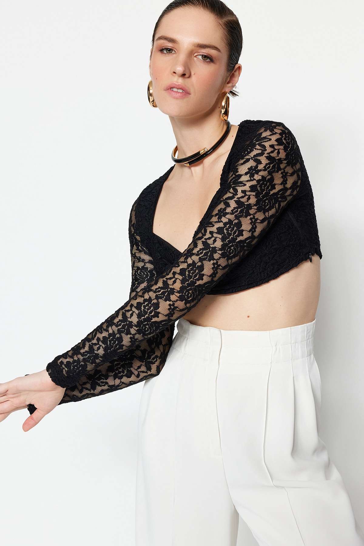 Trendyol Limited Edition Black Lace Detailed Bustier