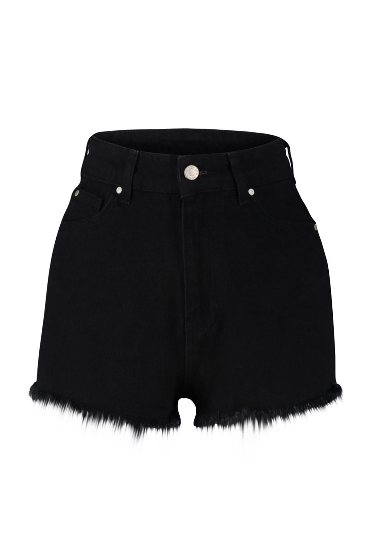 Trendyol Black Leopard Pattern Denim Embroidered Denim 100% Cotton Beach Shorts