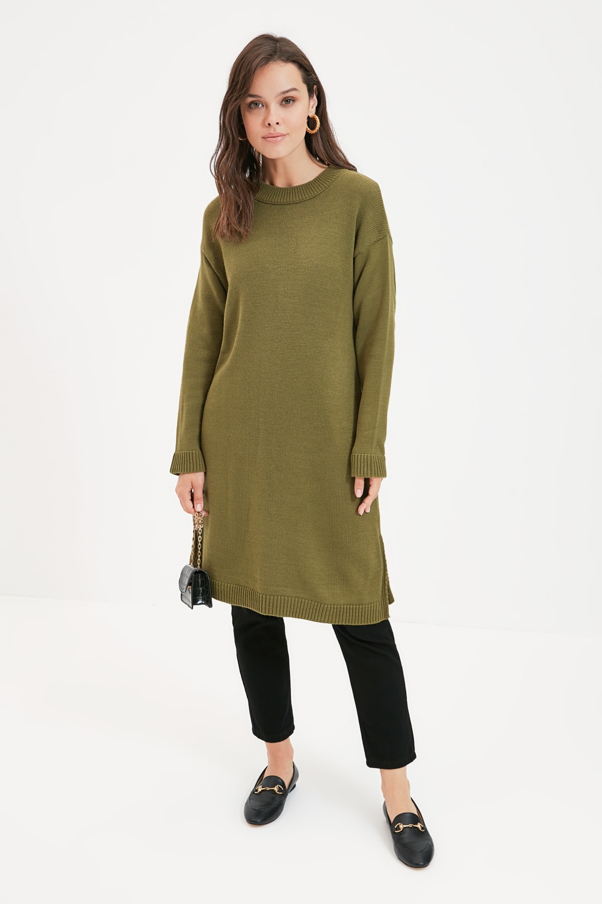 Trendyol Sweater - Khaki - Oversize