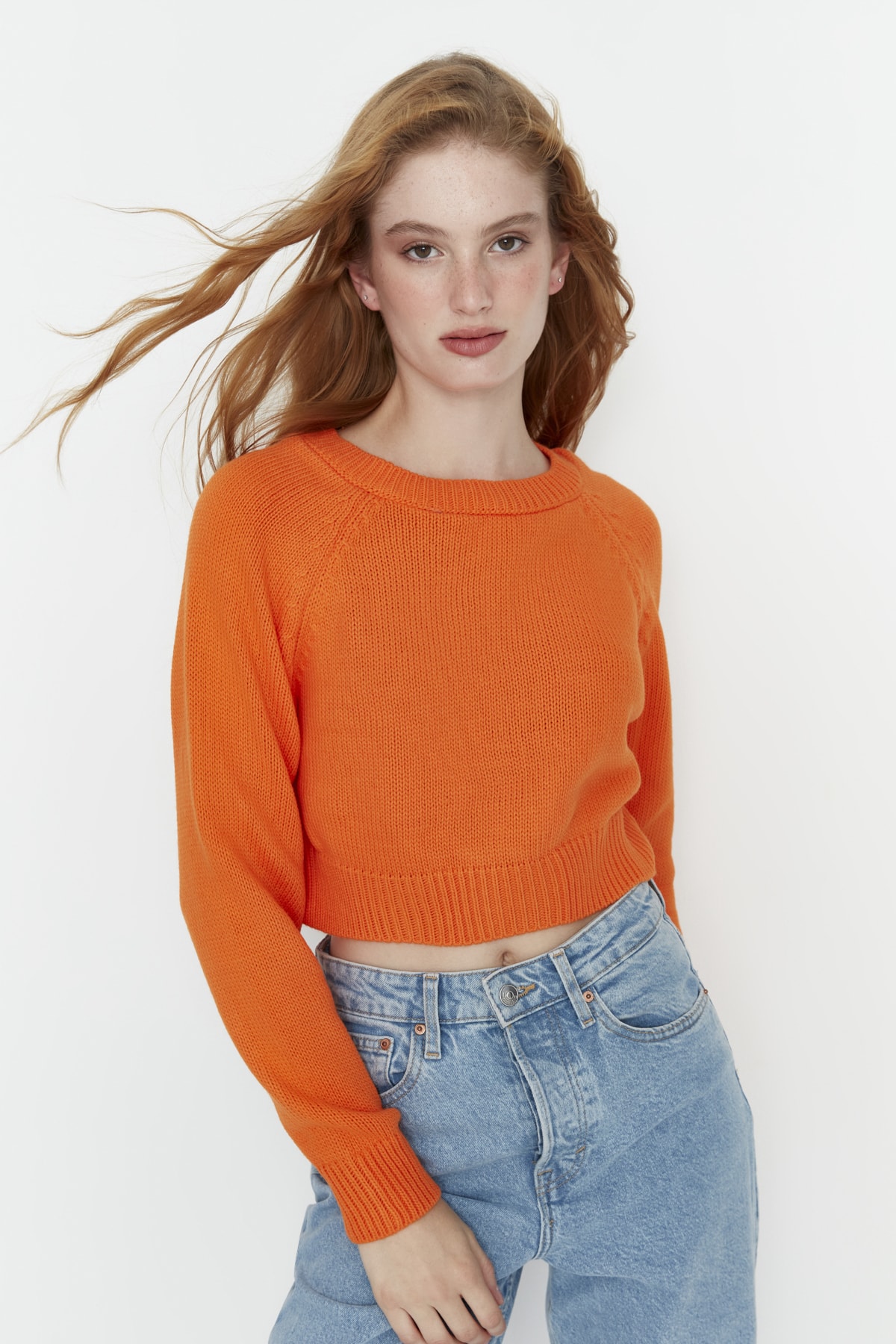 Trendyol Orange Crop Knitwear Sweater