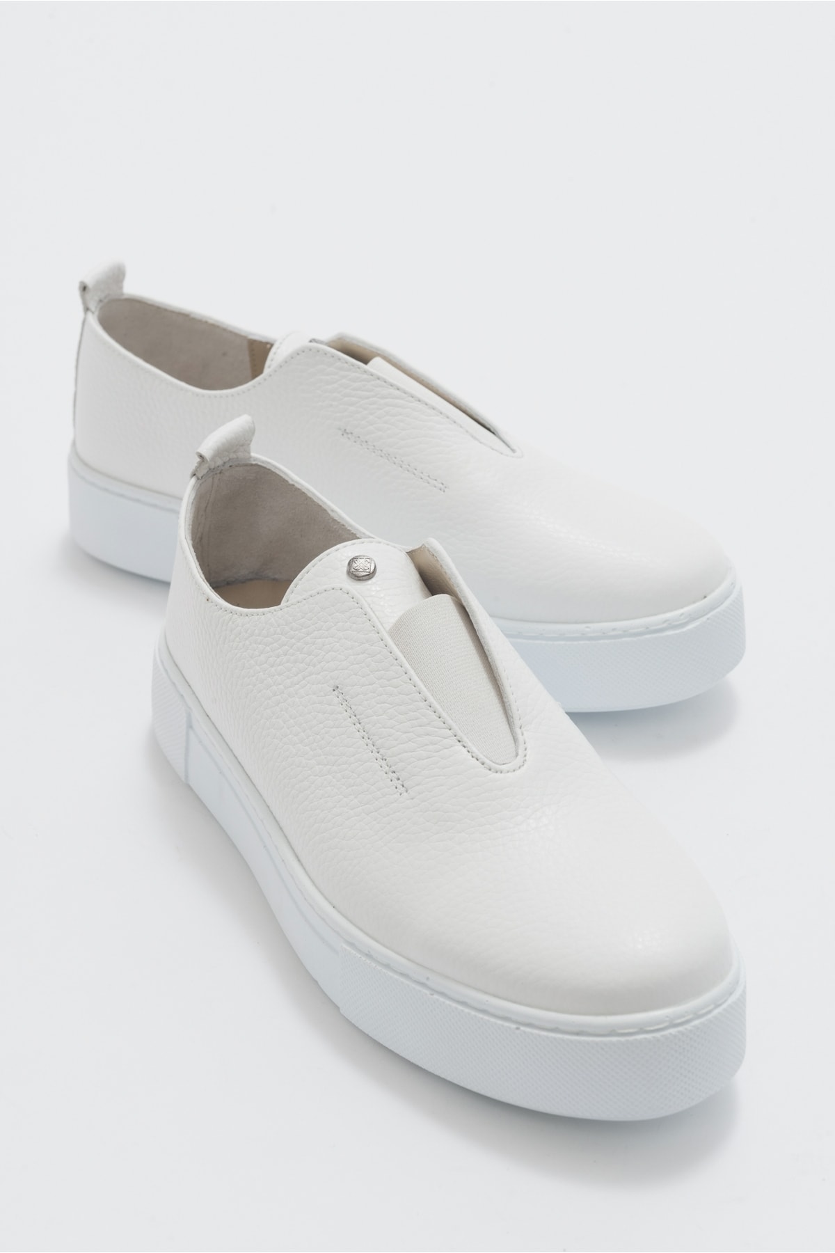 LuviShoes Boom White Leather Women's Sneakers
