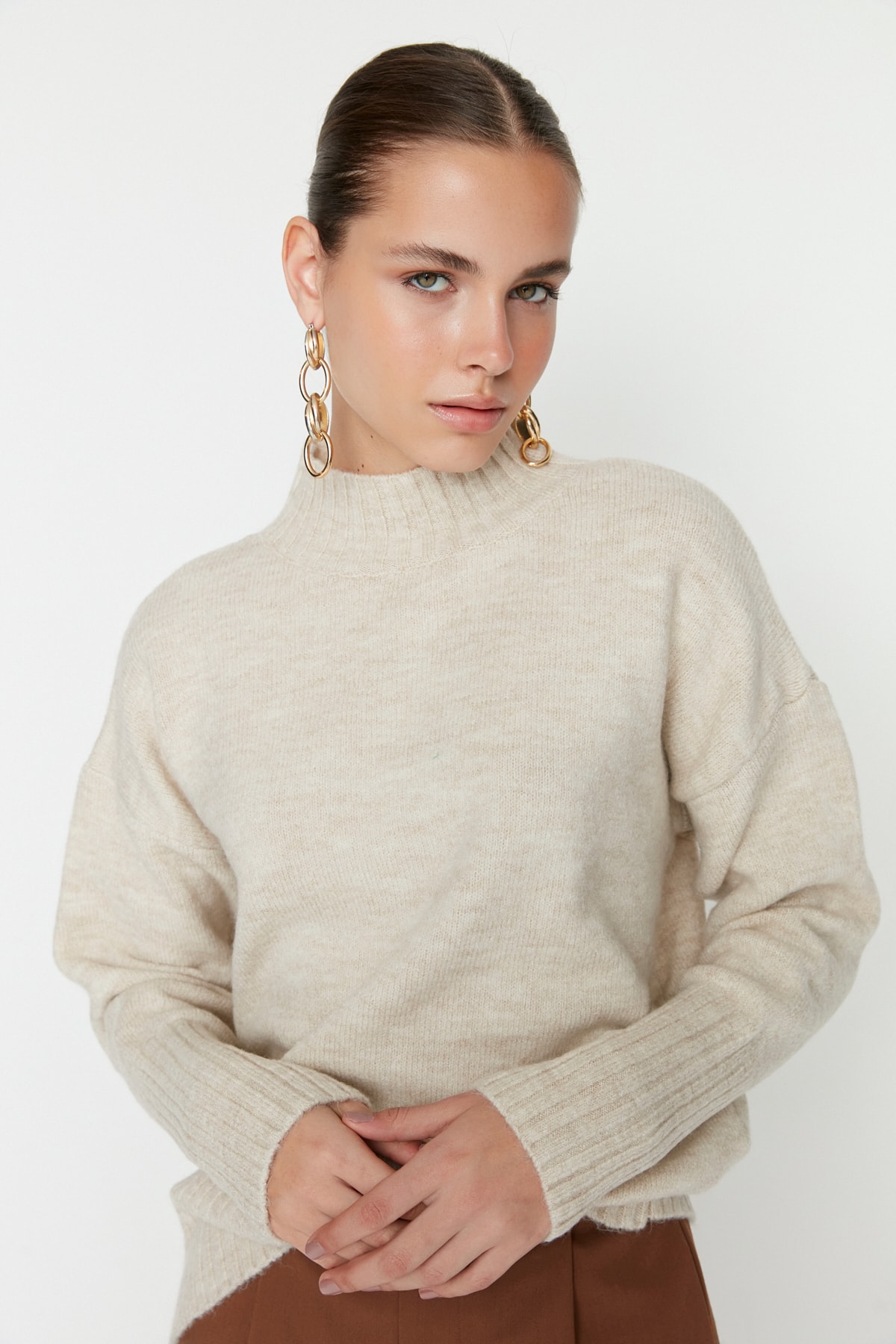 Trendyol Sweater - Ecru - Regular fit