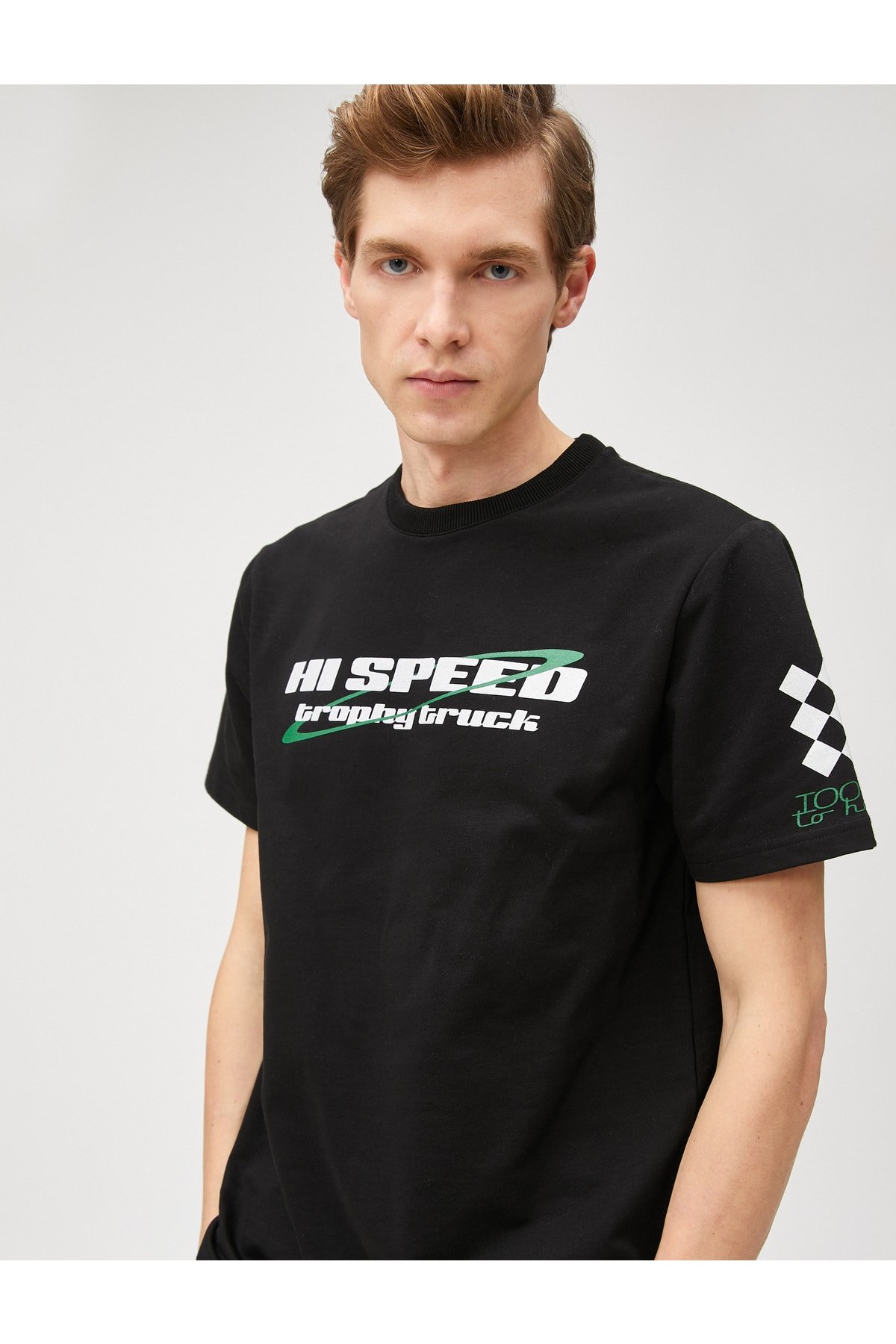 Koton Printed T-Shirt Racing Theme Crew Neck Short Sleeve Cotton