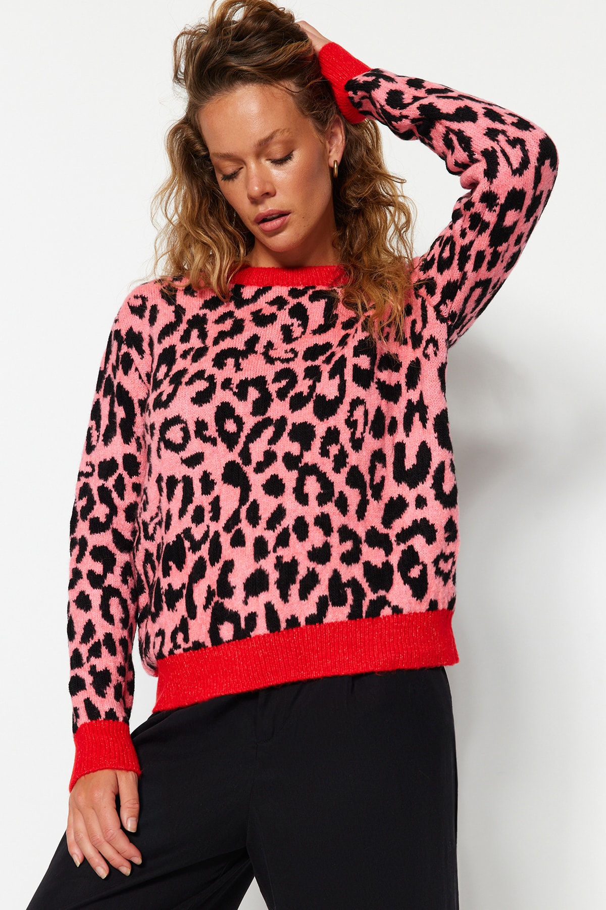 Trendyol Fuchsia Crew Neck Knitwear Sweater