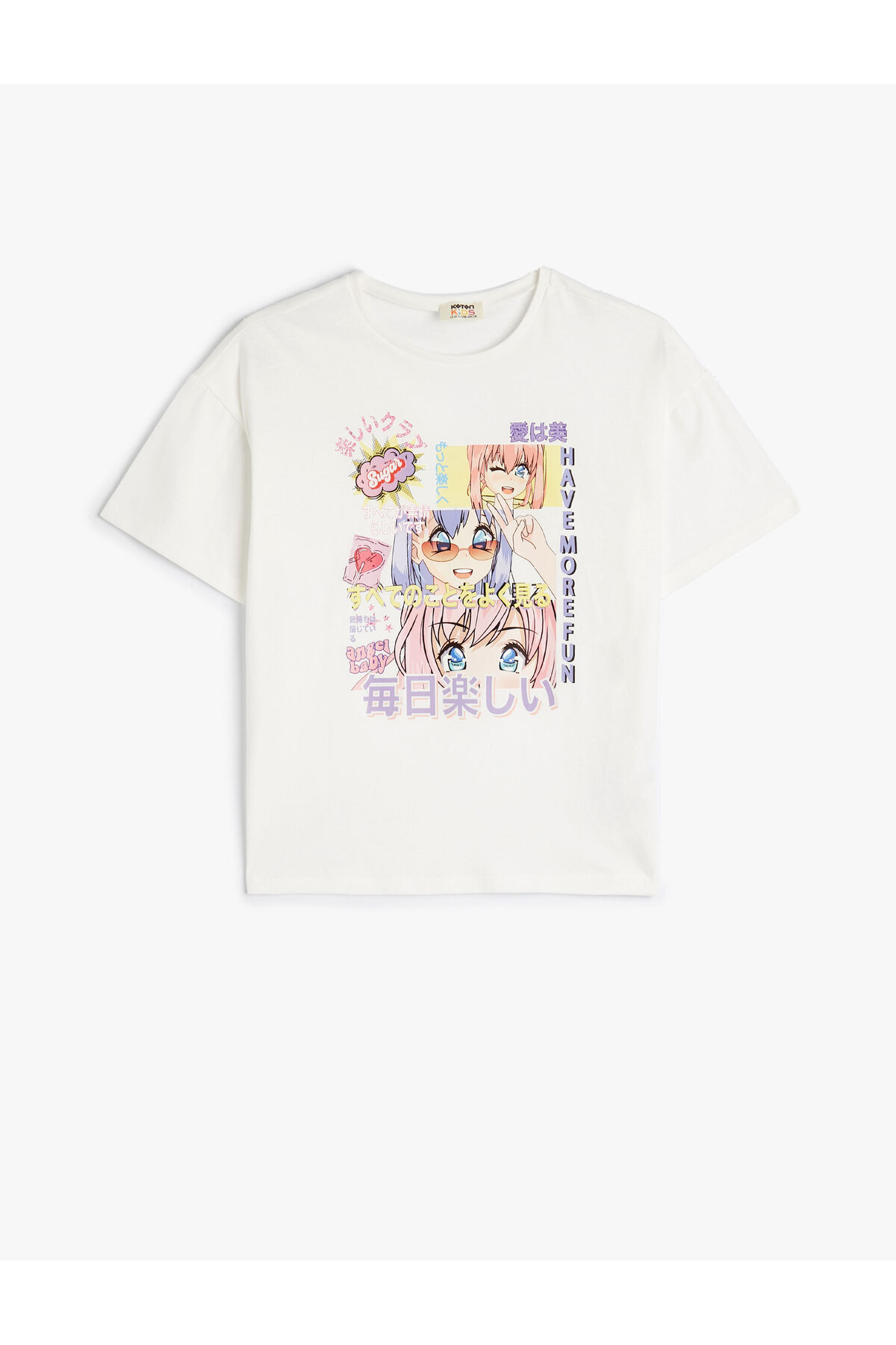 Koton Anime T-Shirt Short Sleeve Crew Neck Cotton