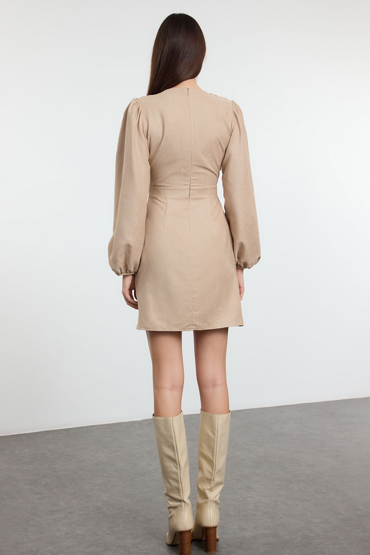 Trendyol Stone Plain Mini Woven Dress