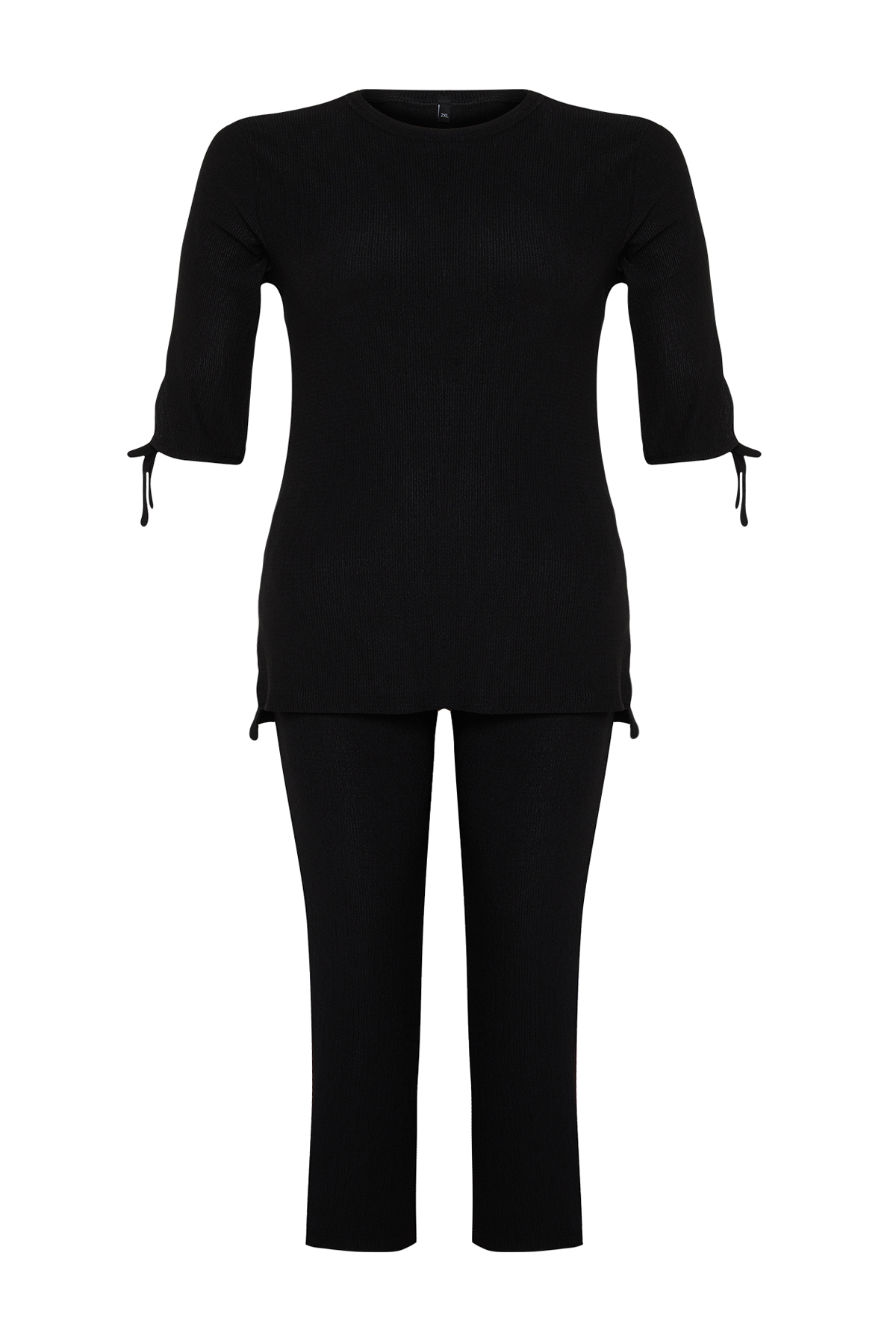 Levně Trendyol Curve Black Knitted Plus Size Two Piece Set