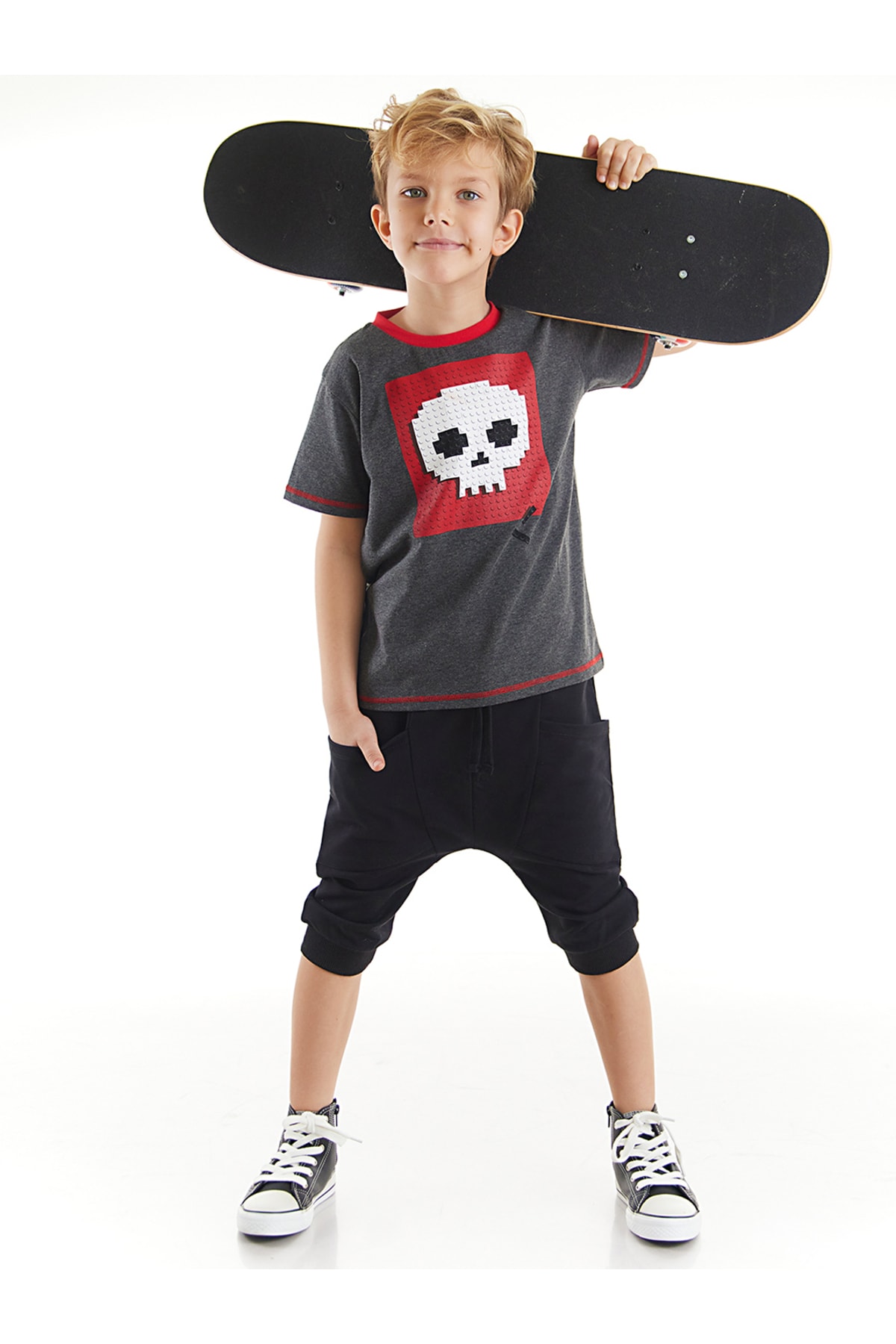 Levně mshb&g Skull Boy T-shirt Capri Shorts Set