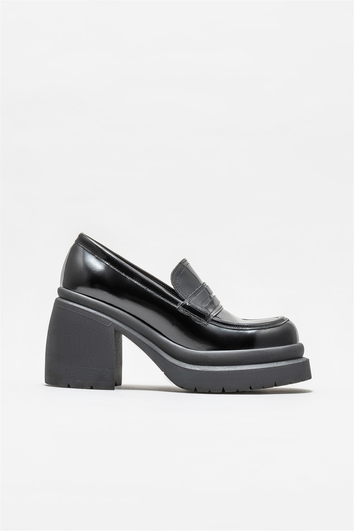 Levně Elle Shoes Black Leather Women's Heeled Shoes