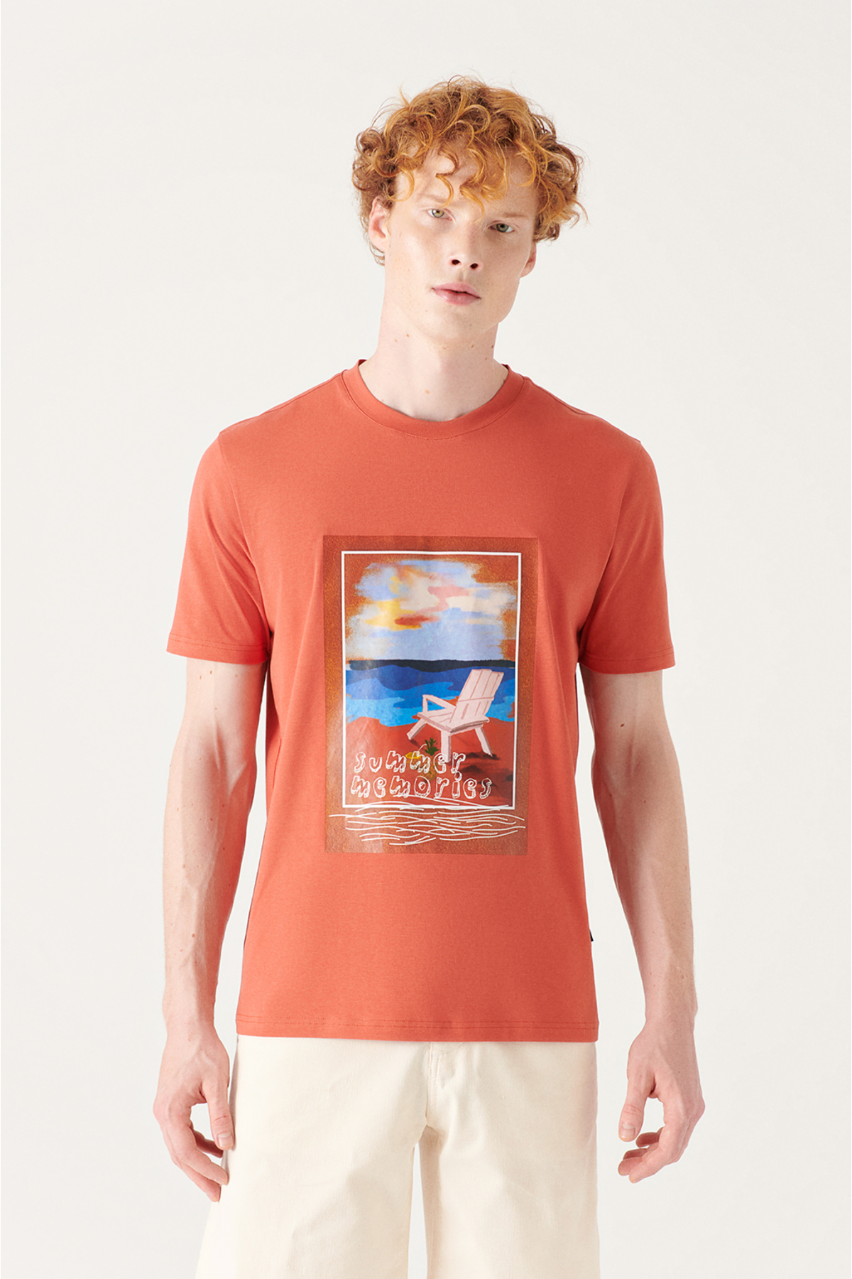 Levně Avva Men's Tile Motto Printed Cotton T-shirt