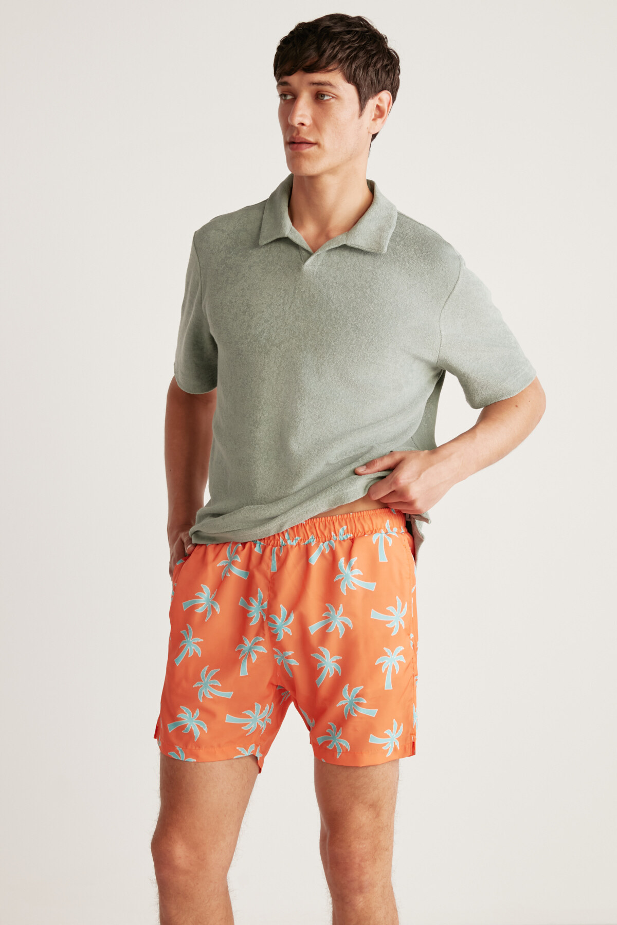 GRIMELANGE Isola Men's Lined 3-Pocket Water Repellent Fabric Marine Shorts